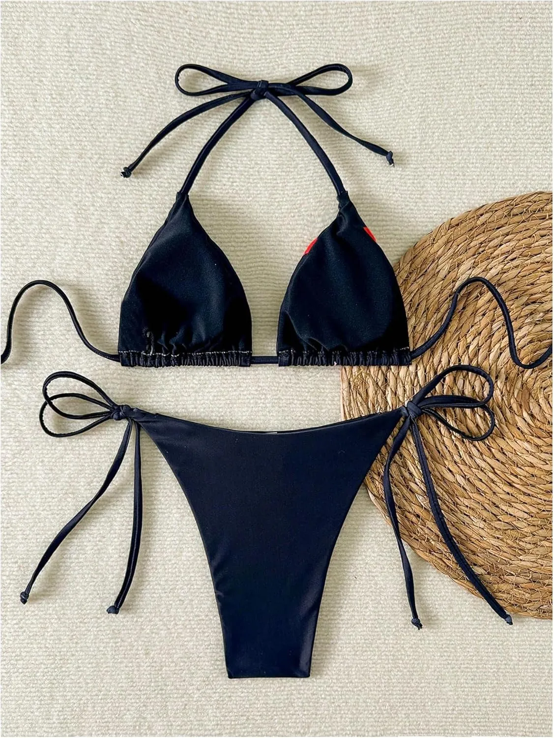 Verdusa Women's 2 Piece Floral Halter Triangle Bikini Sets Backless Self Tied Swimsuit Bathing Suits