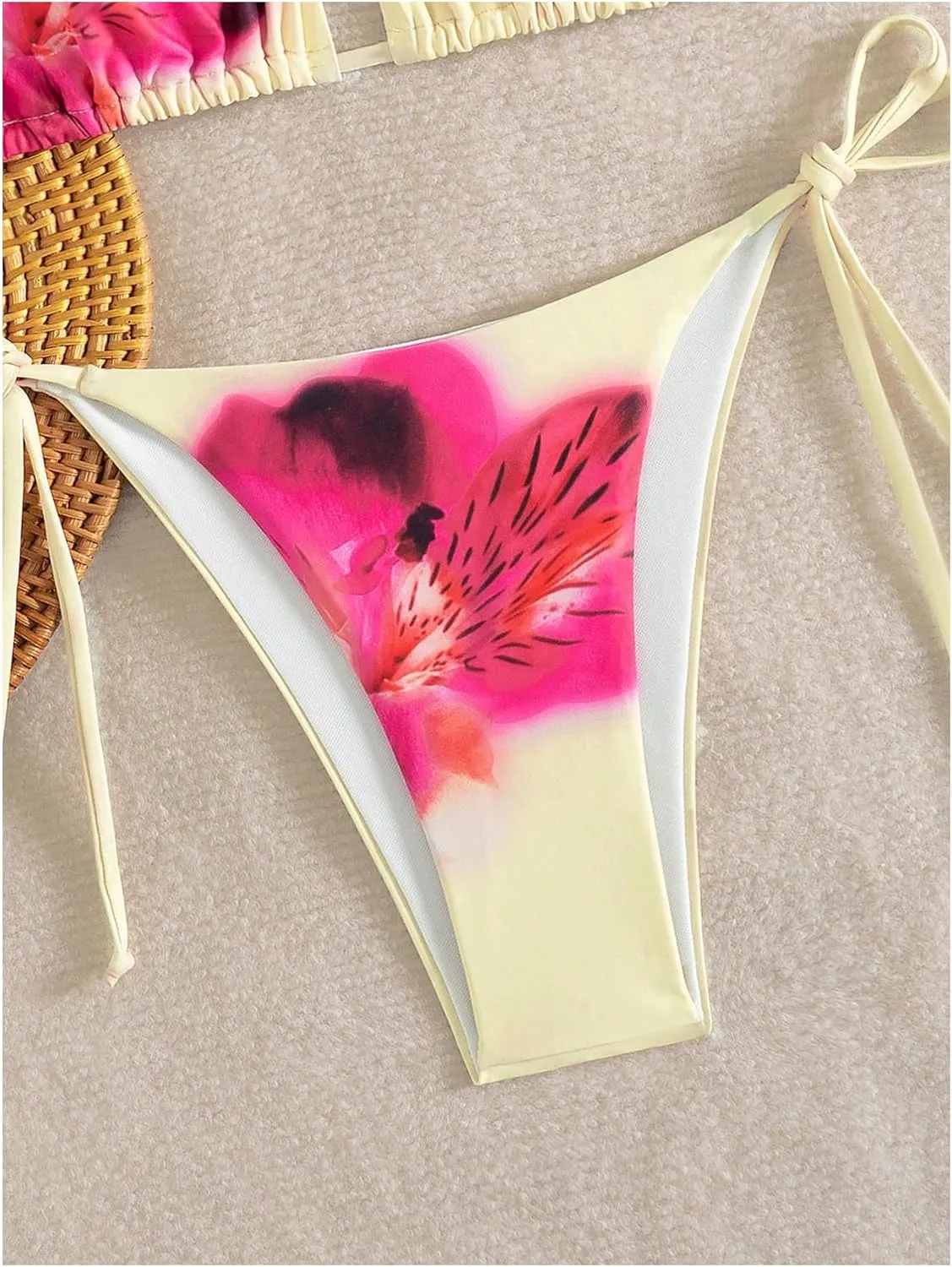 Verdusa Women's 2 Piece Floral Halter Triangle Bikini Sets Backless Self Tied Swimsuit Bathing Suits
