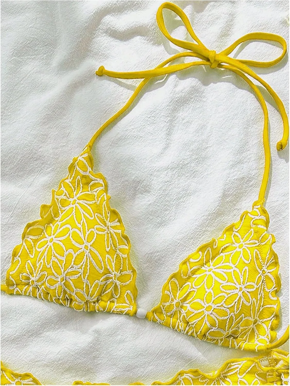 Verdusa Women's 2 Piece Floral Halter Triangle Bikini Sets Ruffle Tie Back Swimsuit Bathing Suits