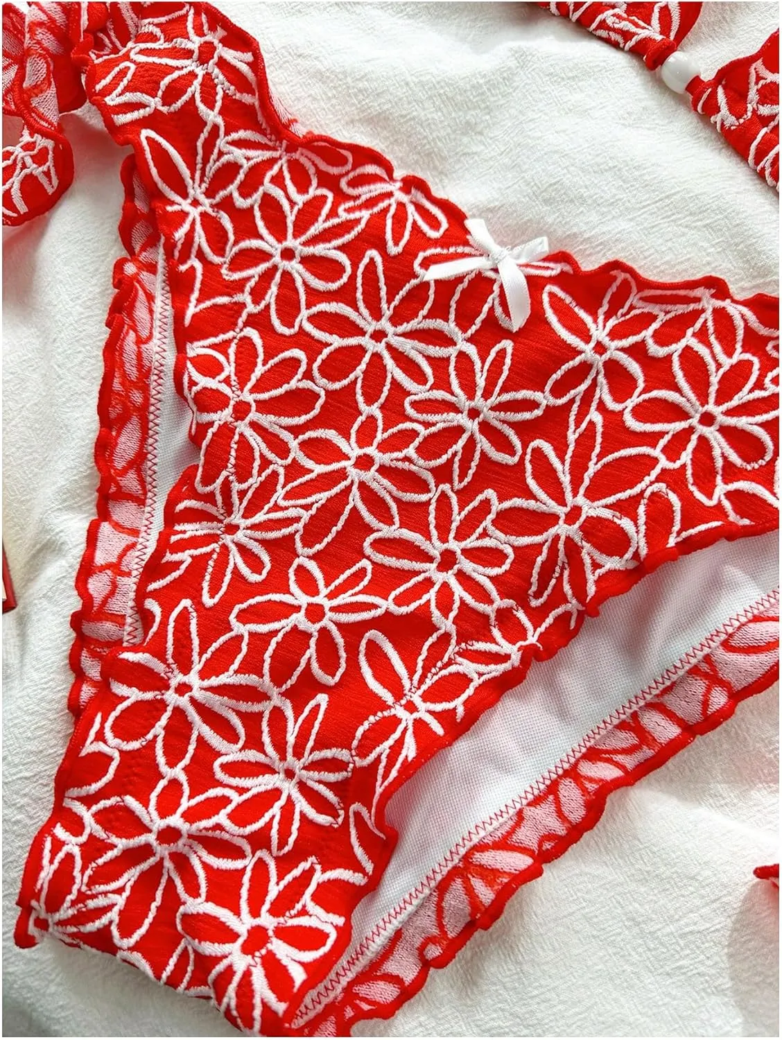 Verdusa Women's 2 Piece Floral Halter Triangle Bikini Sets Ruffle Tie Back Swimsuit Bathing Suits