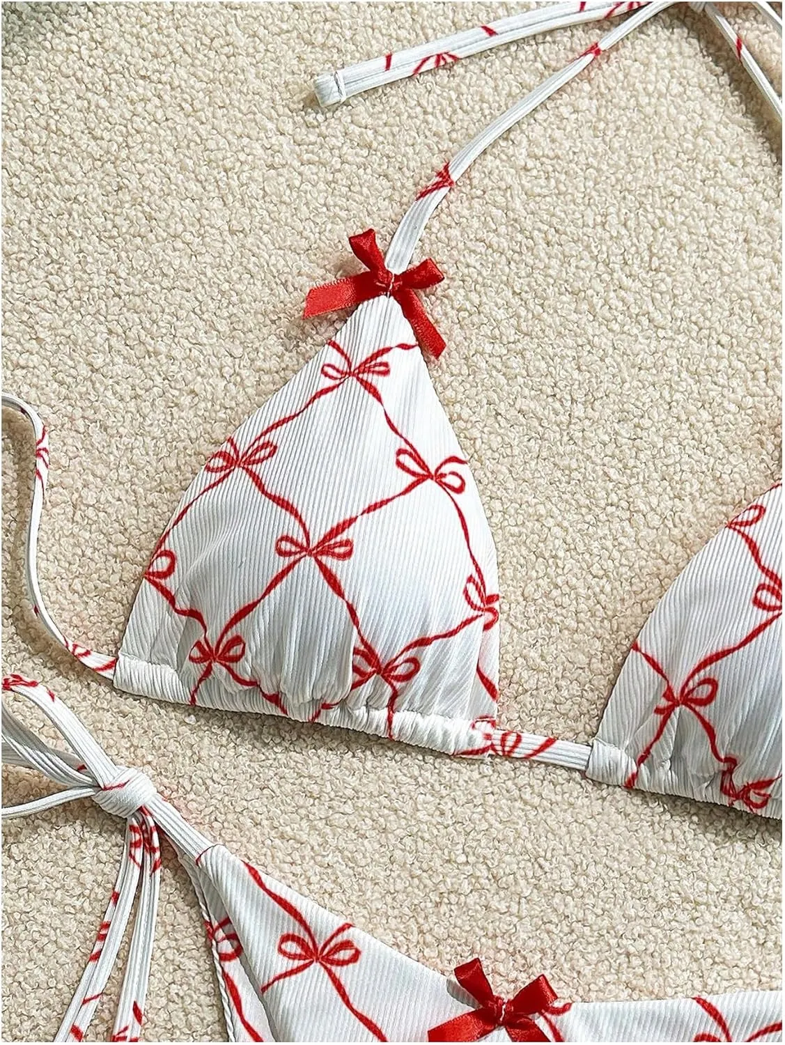 Verdusa Women's 2 Piece Halter Triangle Bathing Suit Self Tied Bikini Swimsuits