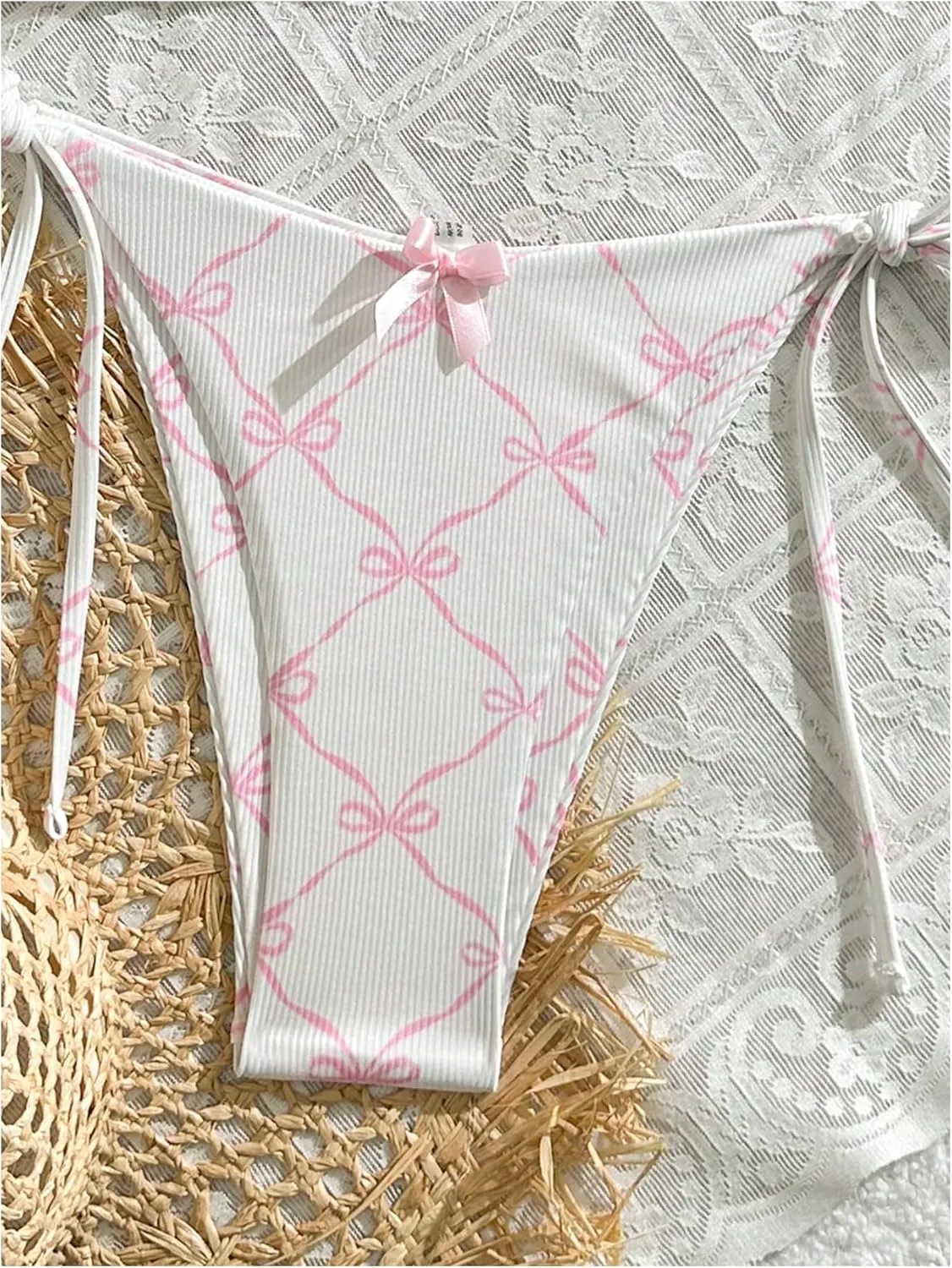 Verdusa Women's 2 Piece Halter Triangle Bathing Suit Self Tied Bikini Swimsuits