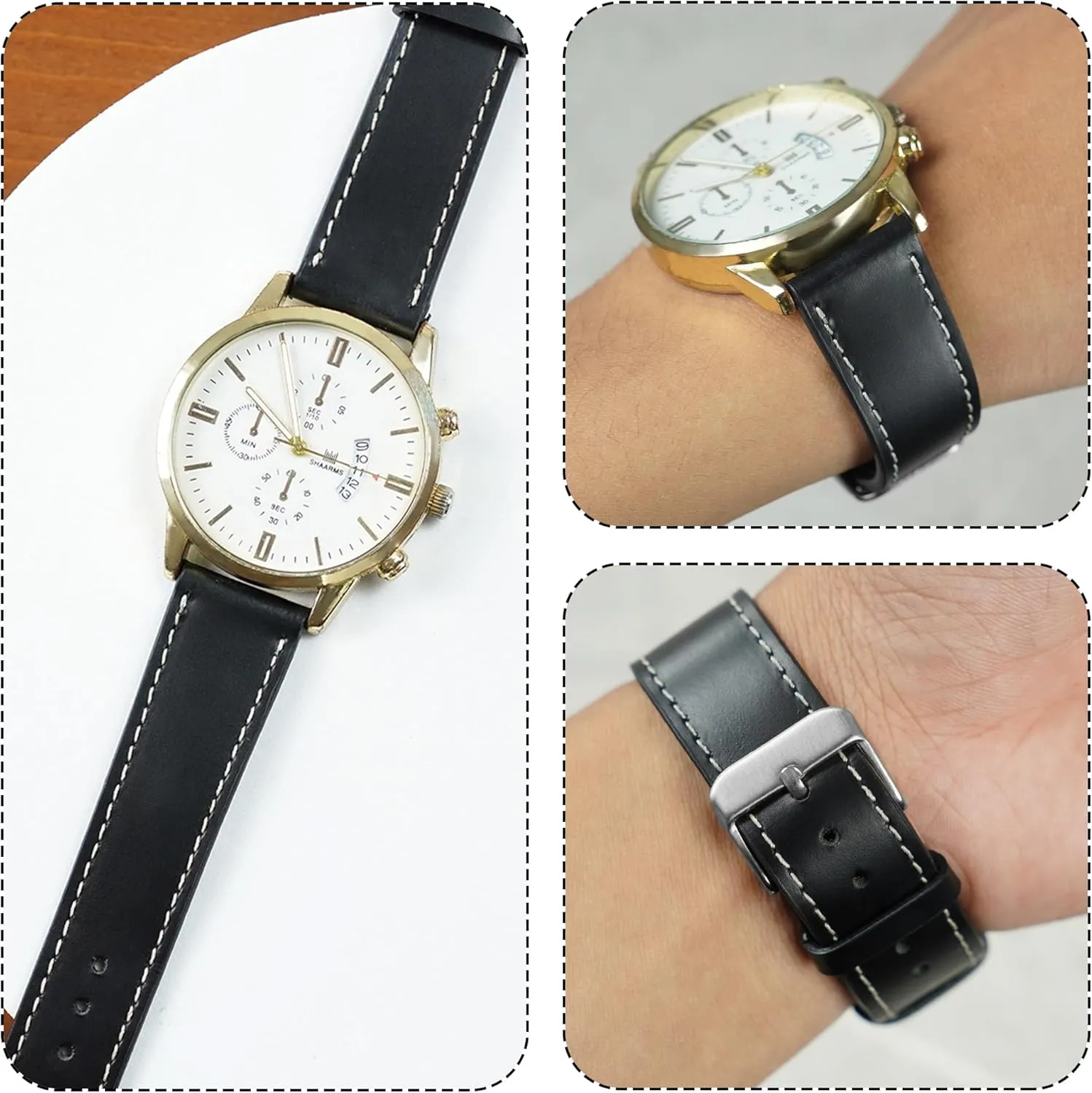 Vintage Flat Leather Watch Band Quick Release Thin Leather Strap For Men Women Handmade Extra Soft Slim Watch Wrist Band Elegant Replacement Strap 18mm 19mm 20mm 21mm 22mm