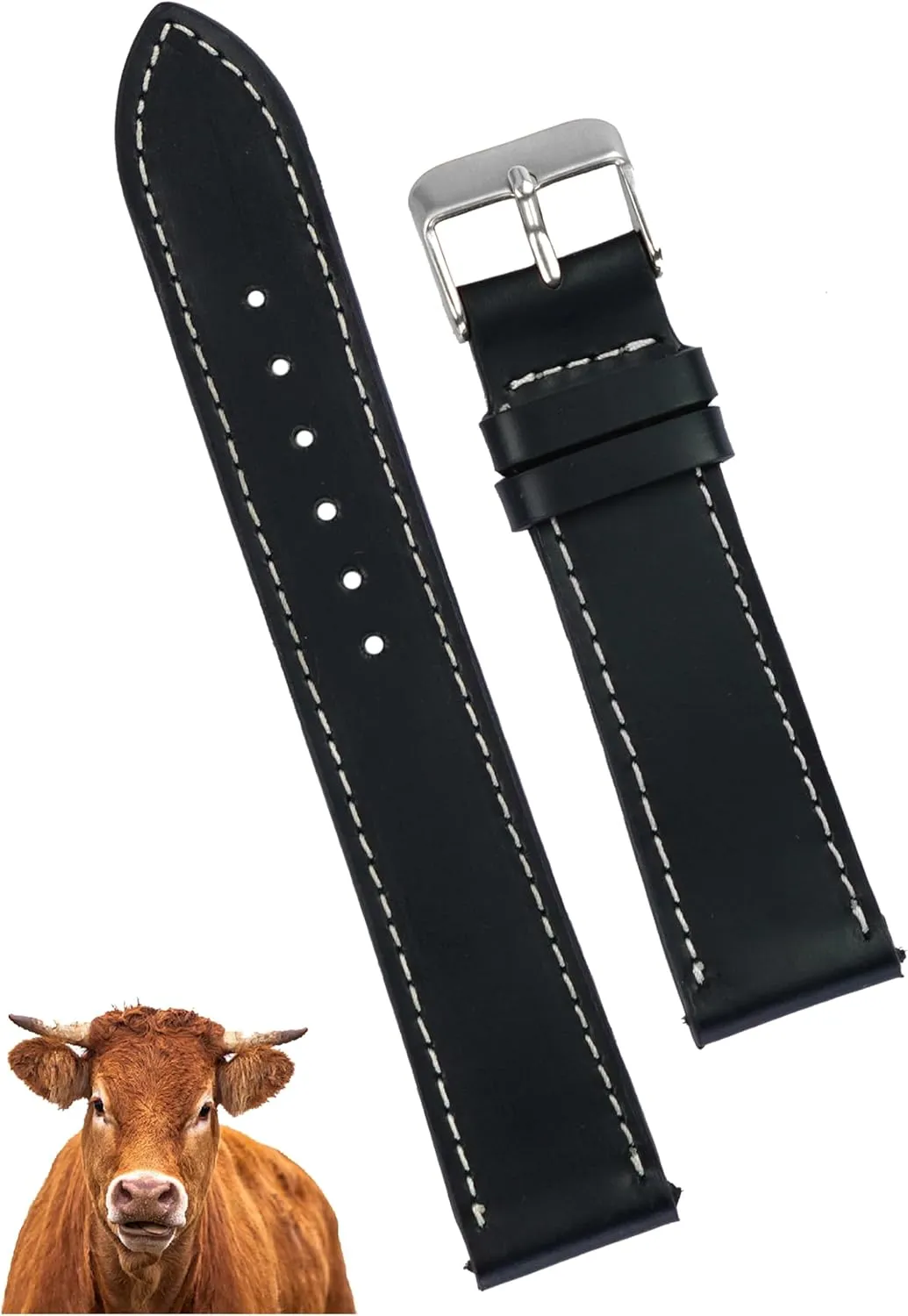 Vintage Flat Leather Watch Band Quick Release Thin Leather Strap For Men Women Handmade Extra Soft Slim Watch Wrist Band Elegant Replacement Strap 18mm 19mm 20mm 21mm 22mm