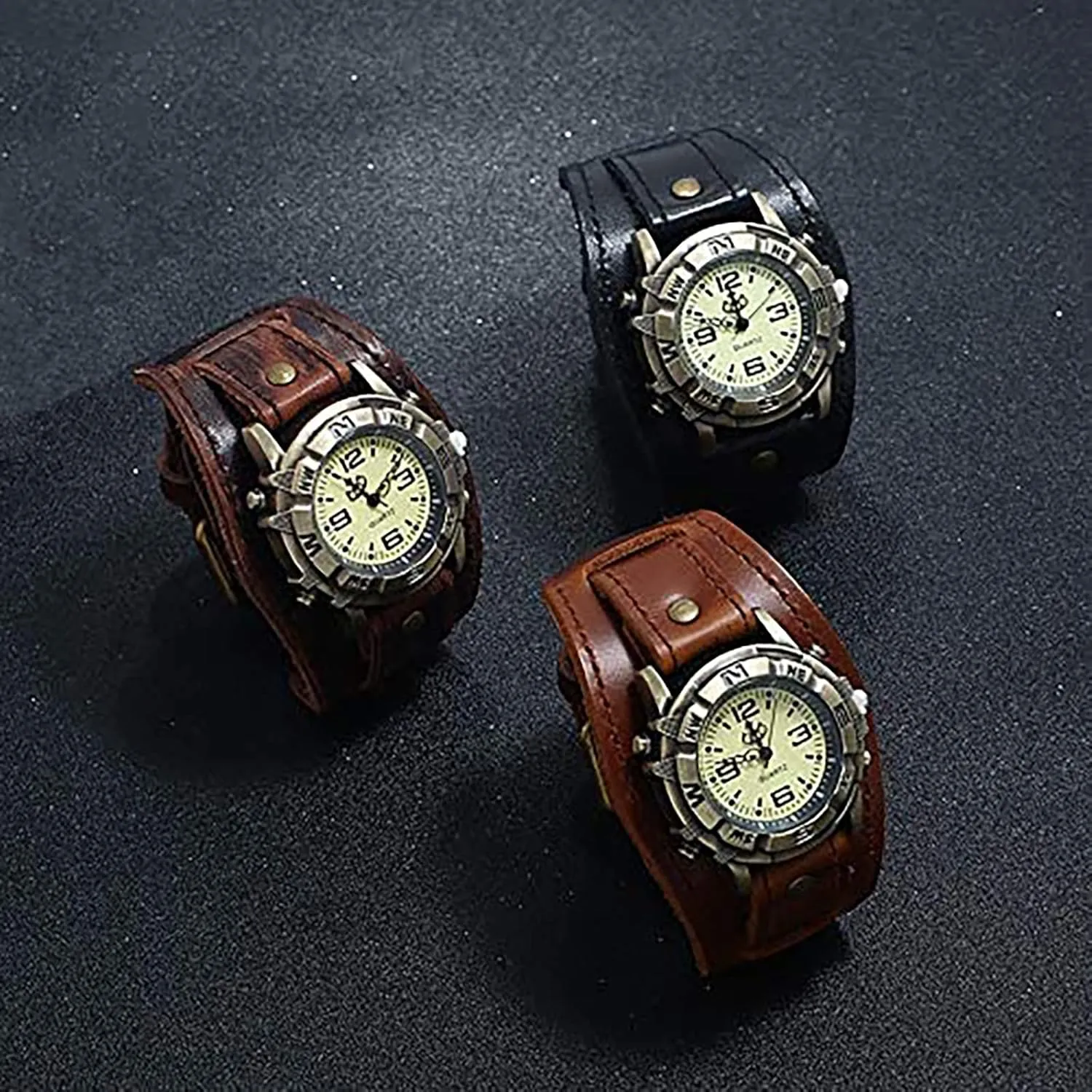 Watch for Men, Men's Watch, Punk Watch for Men, Retro Fashion Men's Punk Hip-Hop Leather Band Watch