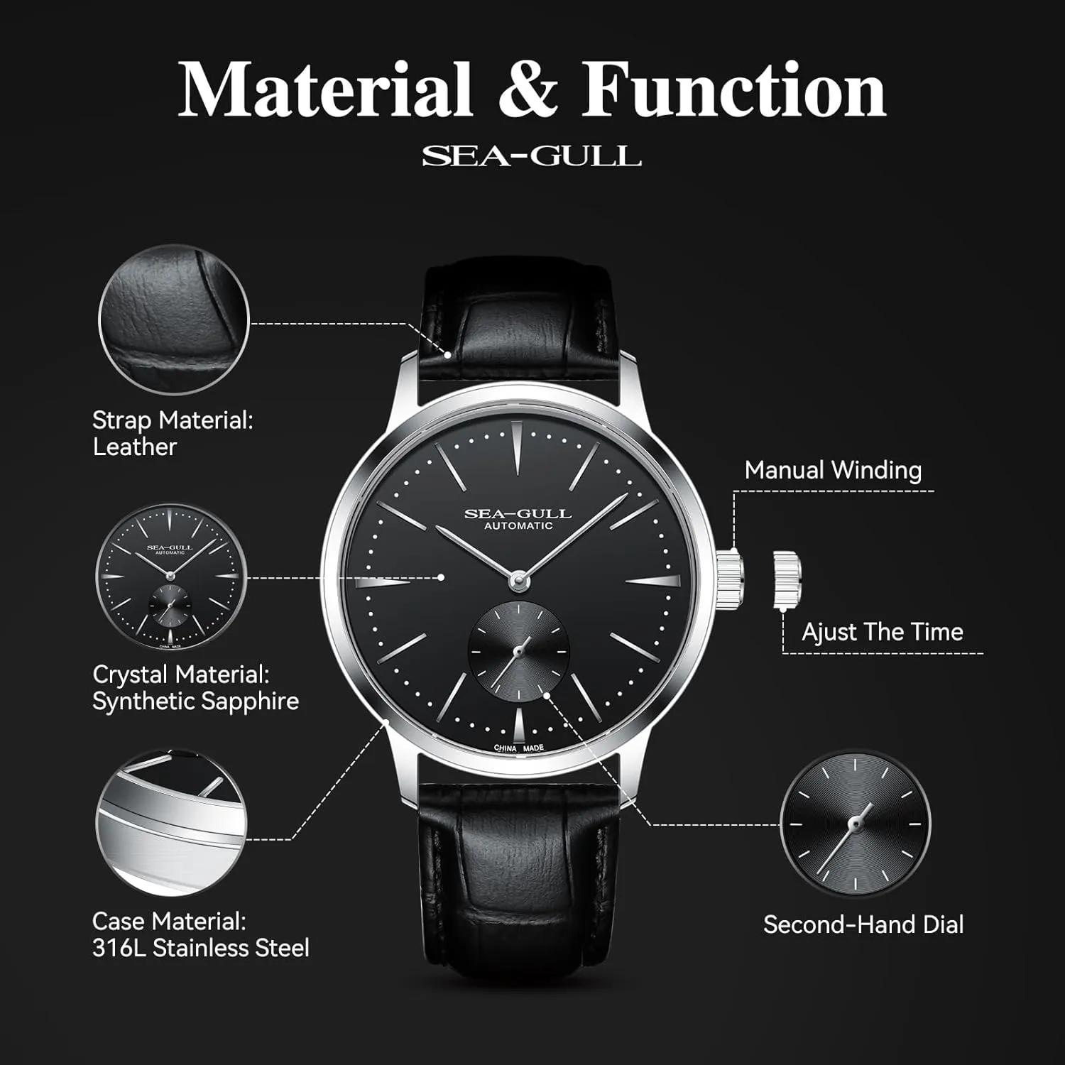 Watch for Men,Minimalist Mens Watches with Leather Strap and Replaced Steel Watch Band