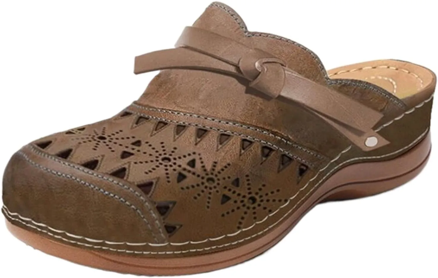 Wedge Sandals for Women Dressy Flower Sandals Summer Cute Closed Toe Chunky Heel Orthopedic Slides with Arch Support