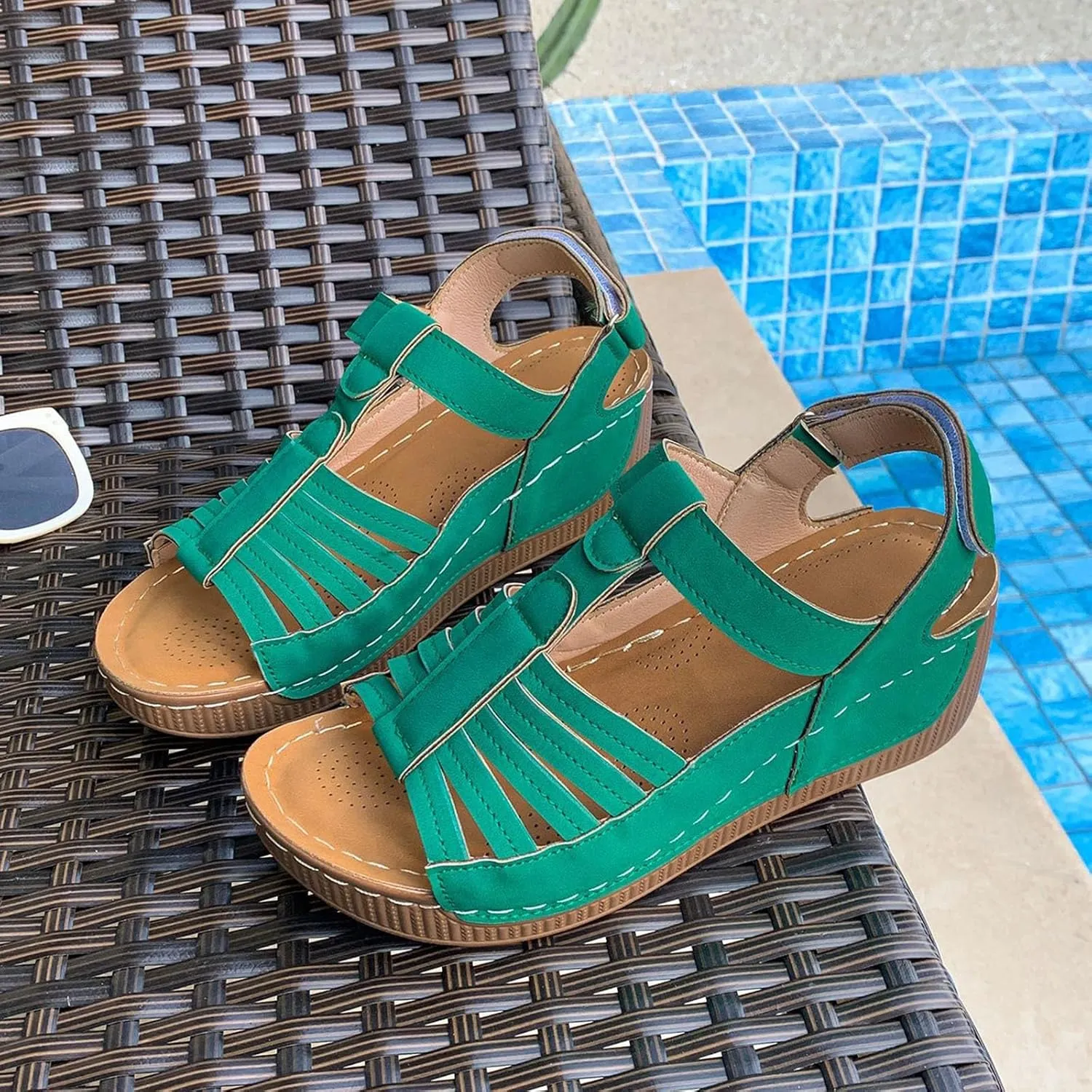 Wedge Shoes Womens Summer Dressy Orthopedic Sandals Open Toe Roman Wedges Platform Ankle Strap Ladies Sandals 2025