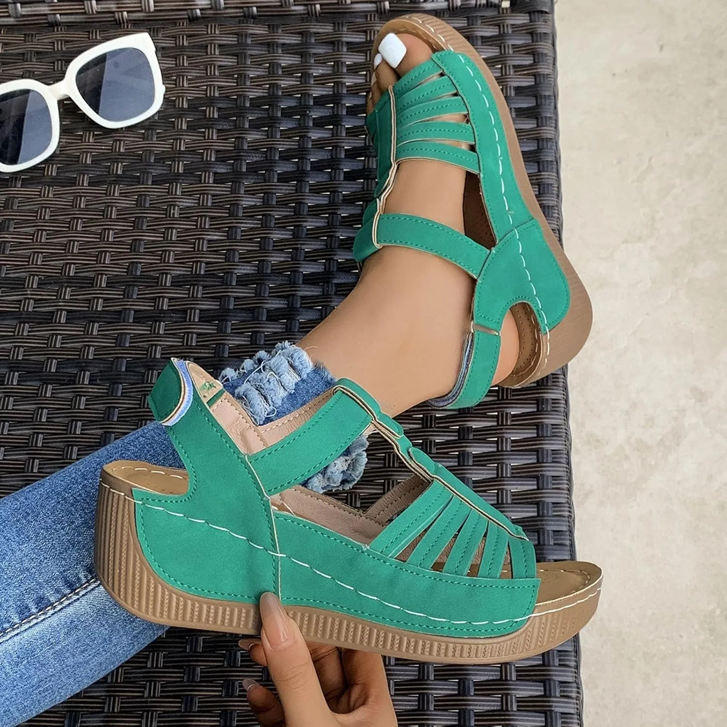 Wedge Shoes Womens Summer Dressy Orthopedic Sandals Open Toe Roman Wedges Platform Ankle Strap Ladies Sandals 2025