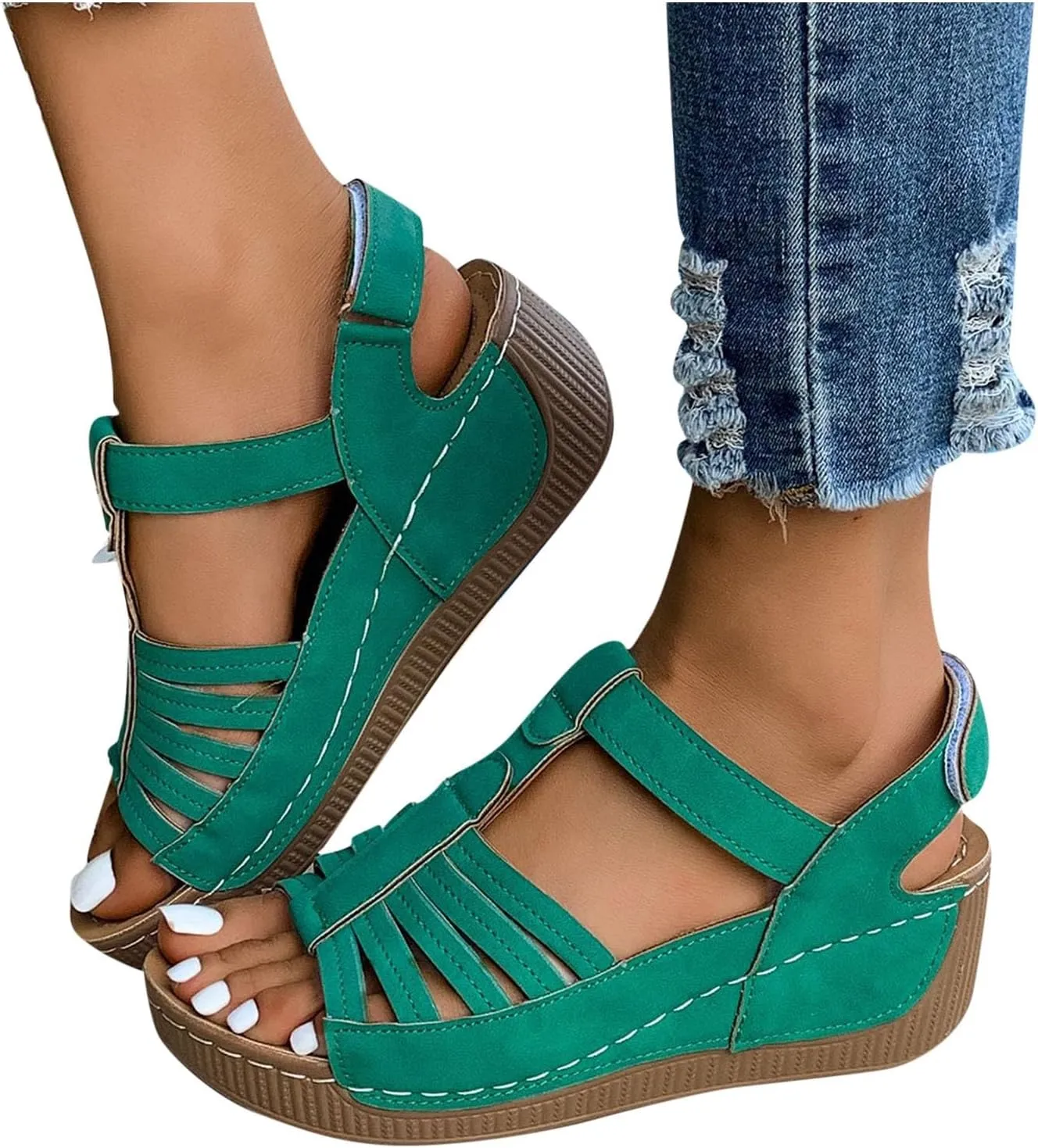 Wedge Shoes Womens Summer Dressy Orthopedic Sandals Open Toe Roman Wedges Platform Ankle Strap Ladies Sandals 2025