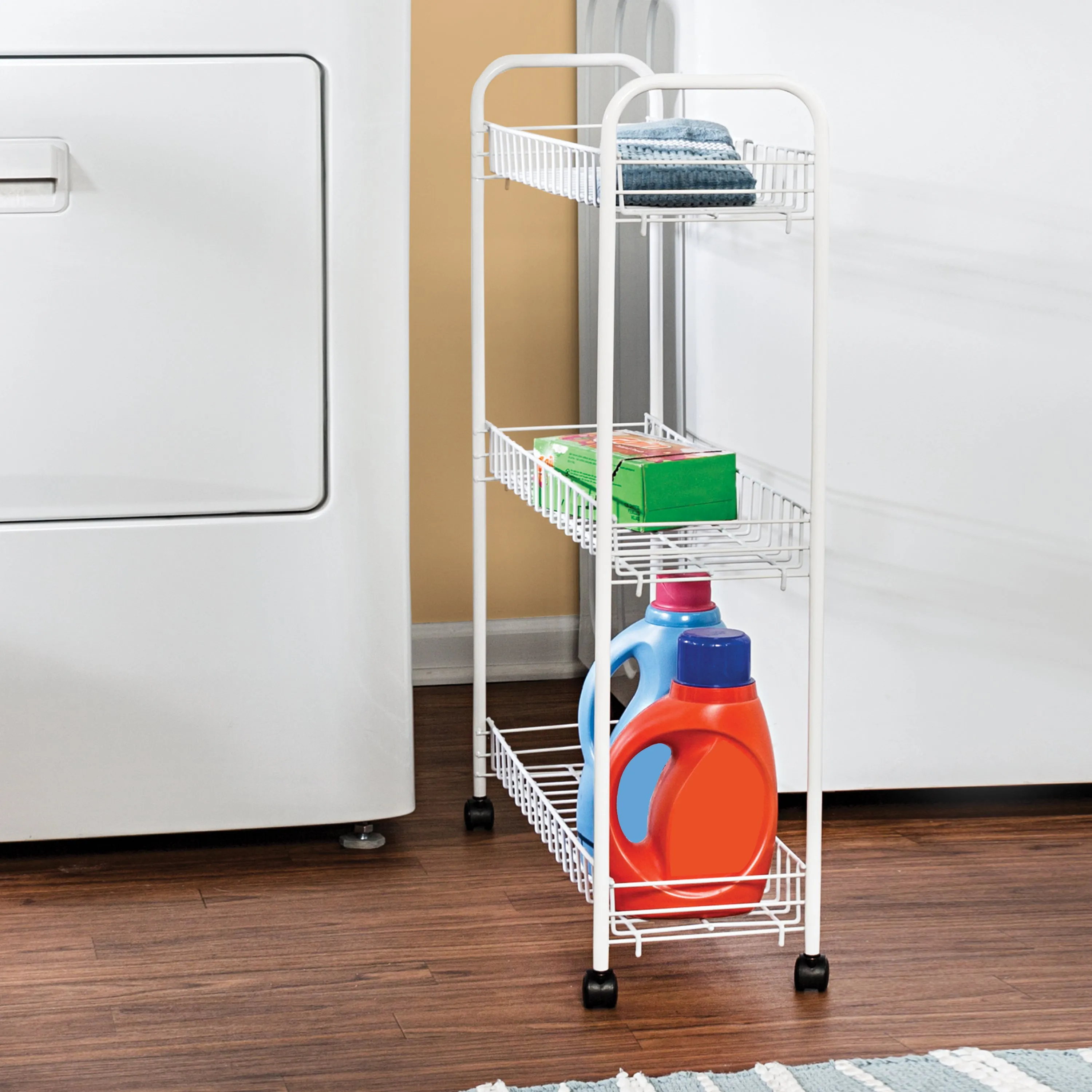 White 3-Tier Narrow Utility Storage Cart