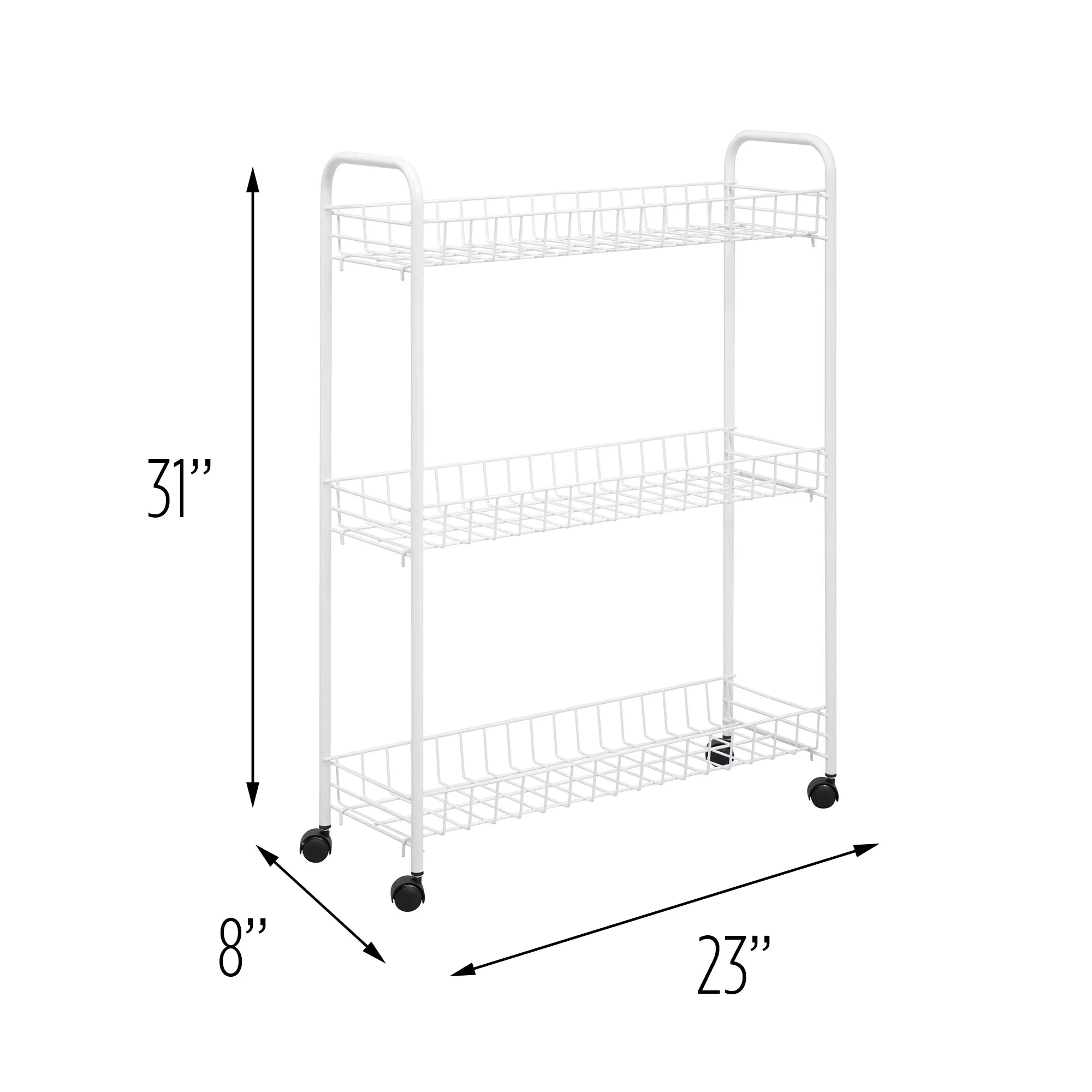 White 3-Tier Narrow Utility Storage Cart
