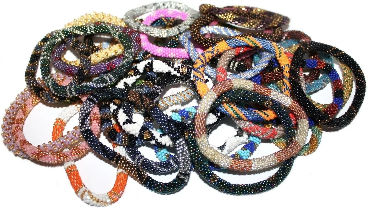 Wholesale 5 dozen (60 pieces) Crochet Glass Seed Bead Bracelet Nepal Bracelet