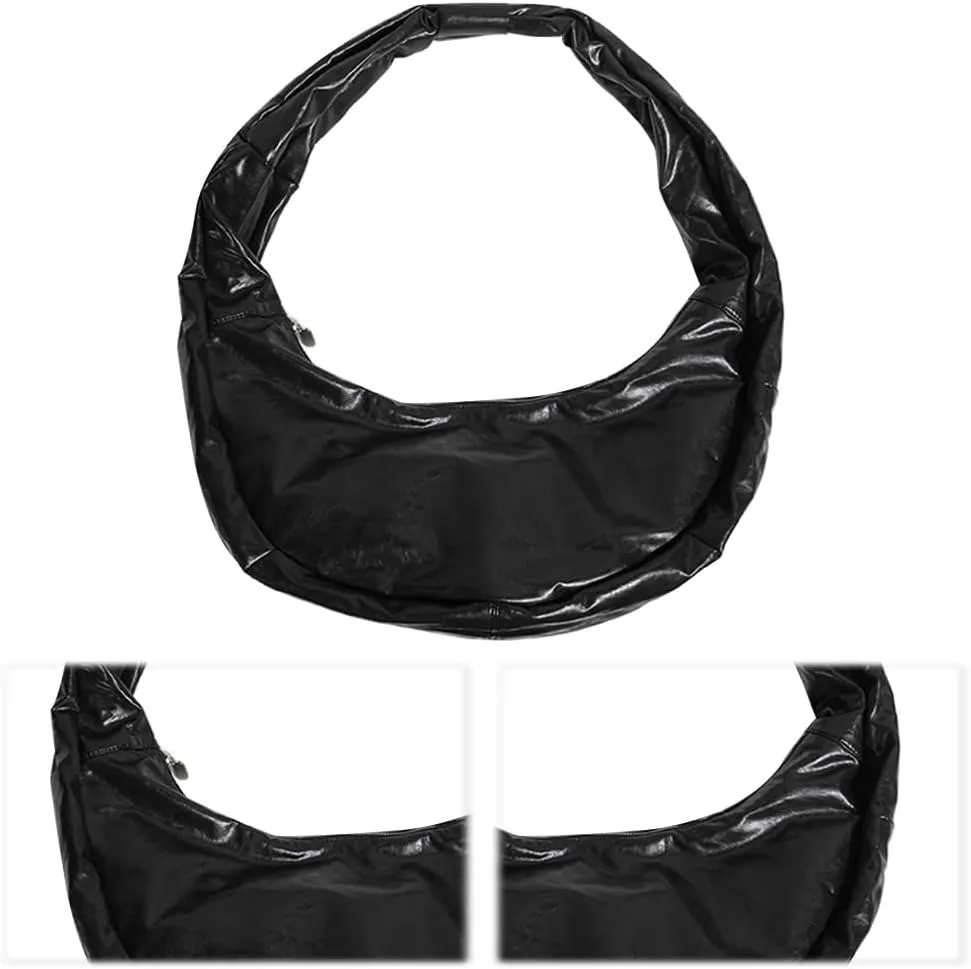 Women Crescent Shoulder Bag Large Capacity Simple Sling Handbag Solid Color Retro Satchel Bag Female Commute Bag