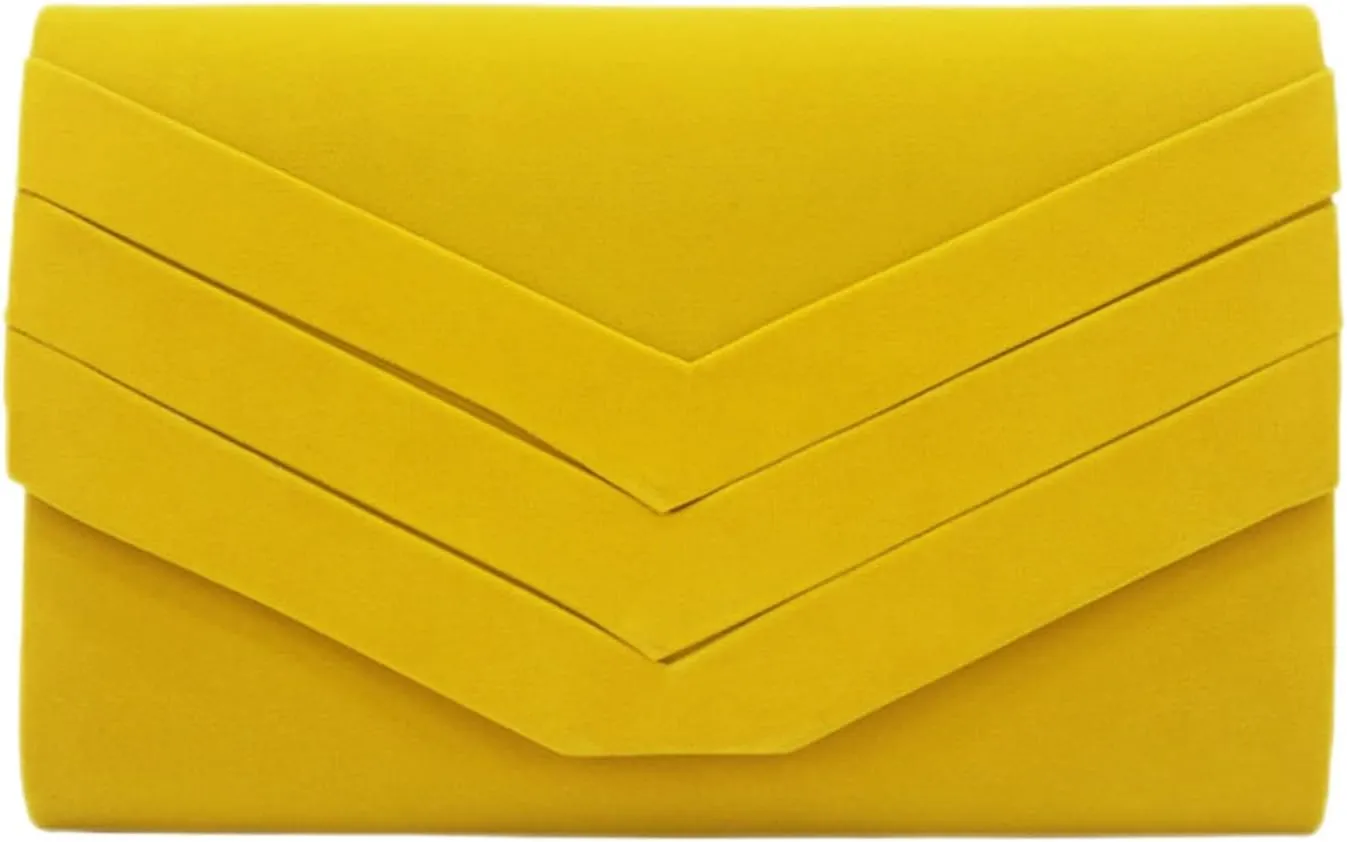 Women Evening Bags Suede Envelope Flap Clutch Purses Handbag with Detachable Chain for Wedding Party Prom