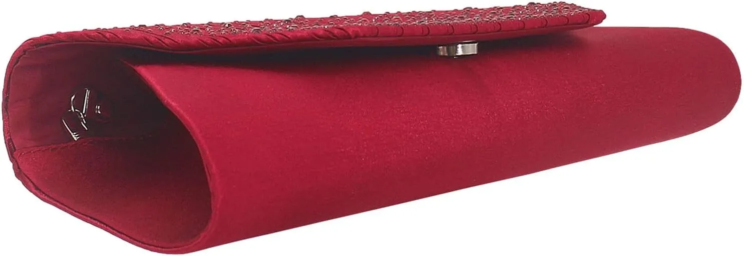 Women Evening Bags with Rhinestones Flap Clutch Purse with Detachable Chain Handbag for Wedding Party Prom