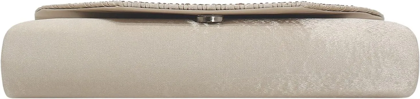 Women Evening Bags with Rhinestones Flap Clutch Purse with Detachable Chain Handbag for Wedding Party Prom