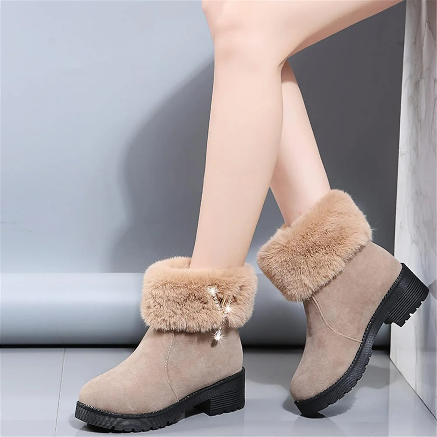 Women Snow Boots Waterproof Womens Waterproof Winter Ankle Boots Womens Wide Width Snow Boots Tall Women's Winter Ankle Booties Botas TRmicas Para Mujer Antileslisante