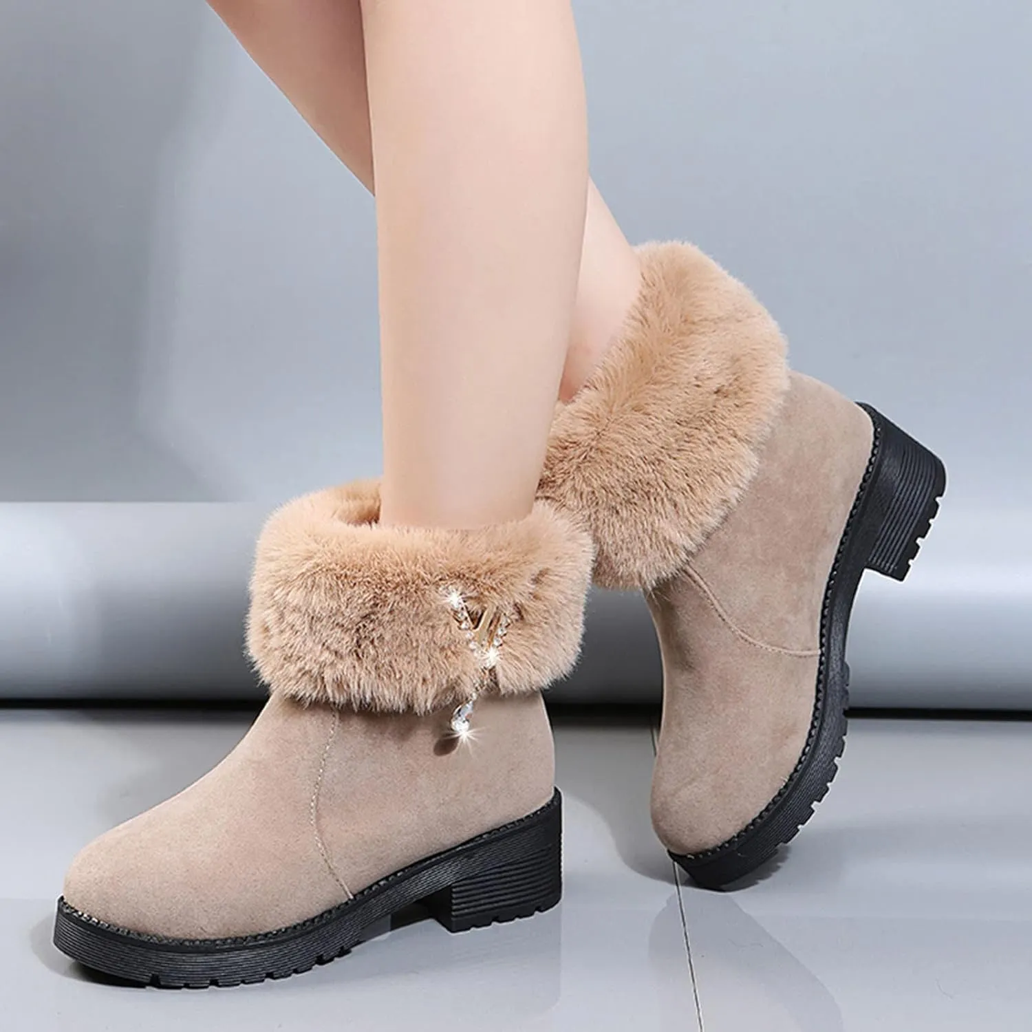 Women Snow Boots Waterproof Womens Waterproof Winter Ankle Boots Womens Wide Width Snow Boots Tall Women's Winter Ankle Booties Botas TRmicas Para Mujer Antileslisante