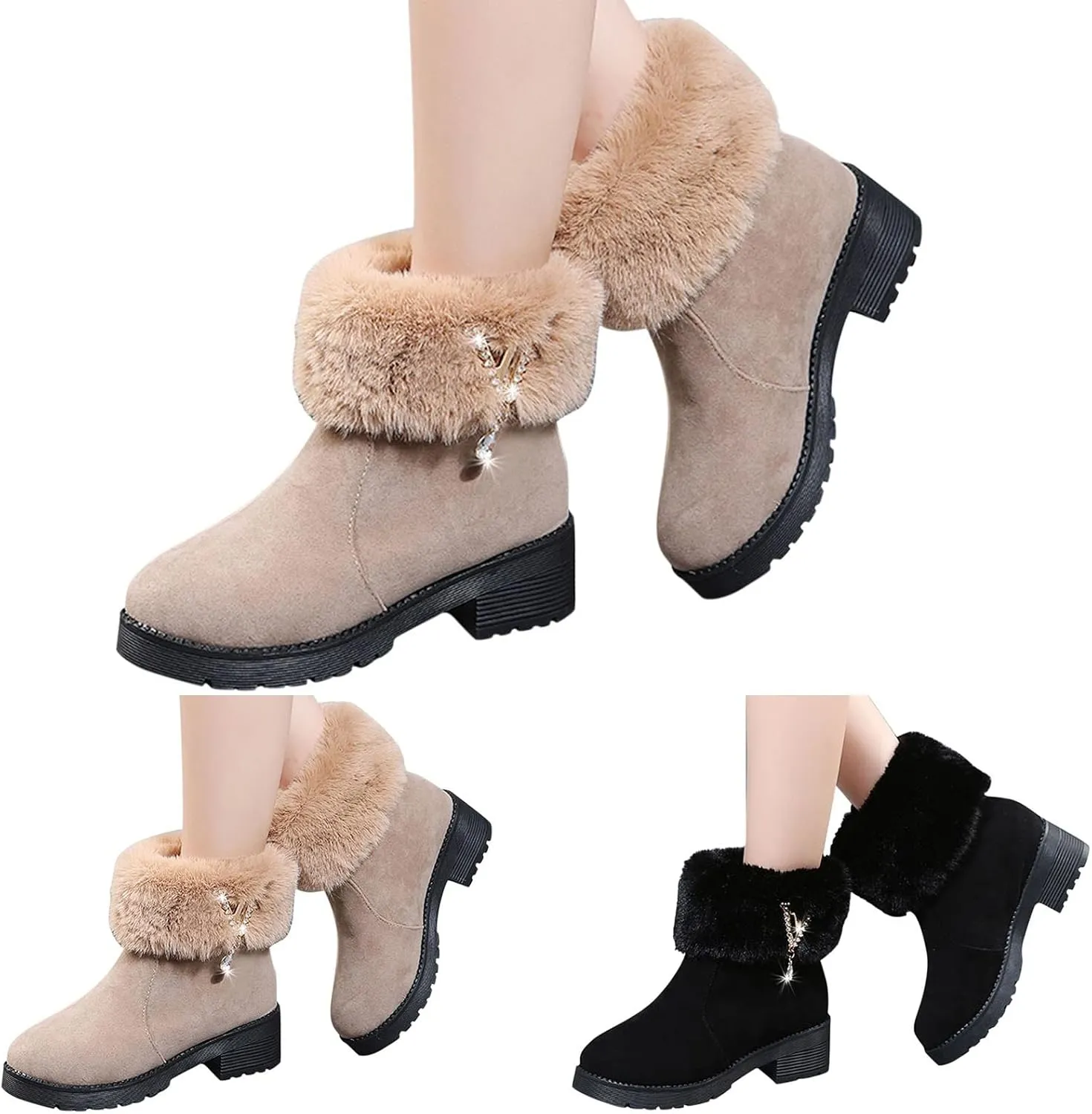 Women Snow Boots Waterproof Womens Waterproof Winter Ankle Boots Womens Wide Width Snow Boots Tall Women's Winter Ankle Booties Botas TRmicas Para Mujer Antileslisante