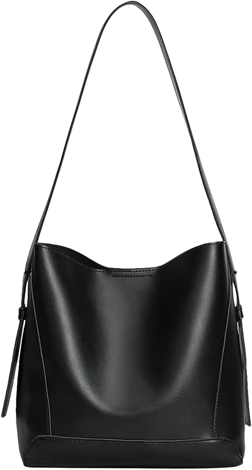 Women's Bucket Bag Purse Small Hobo Shoulder Bag Vegan PU Leather Tote Bag