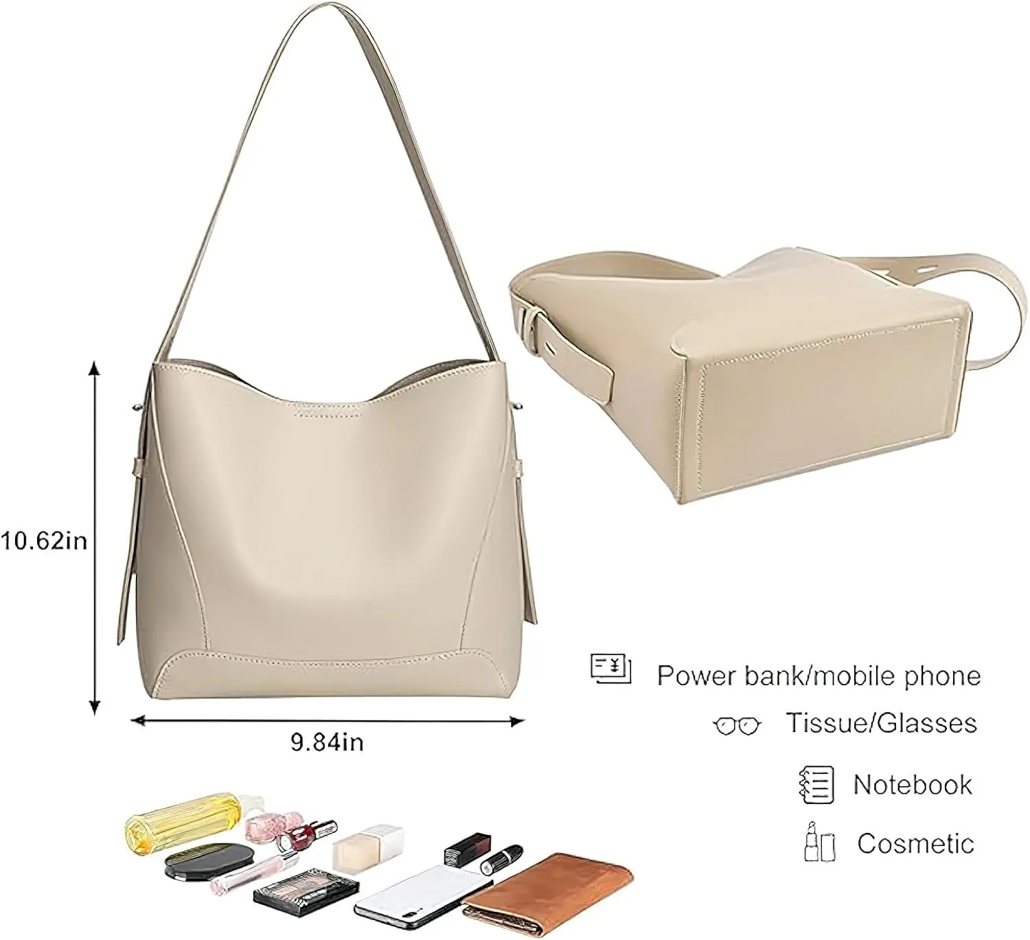 Women's Bucket Bag Purse Small Hobo Shoulder Bag Vegan PU Leather Tote Bag