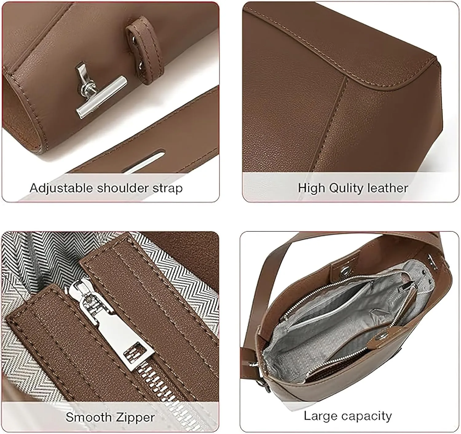 Women's Bucket Bag Purse Small Hobo Shoulder Bag Vegan PU Leather Tote Bag