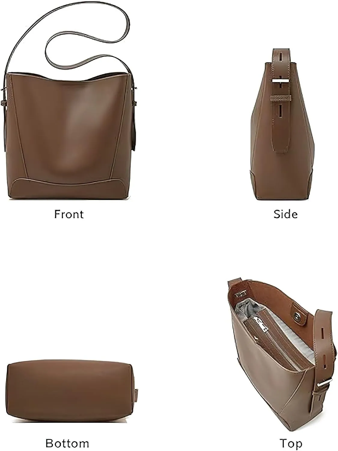 Women's Bucket Bag Purse Small Hobo Shoulder Bag Vegan PU Leather Tote Bag