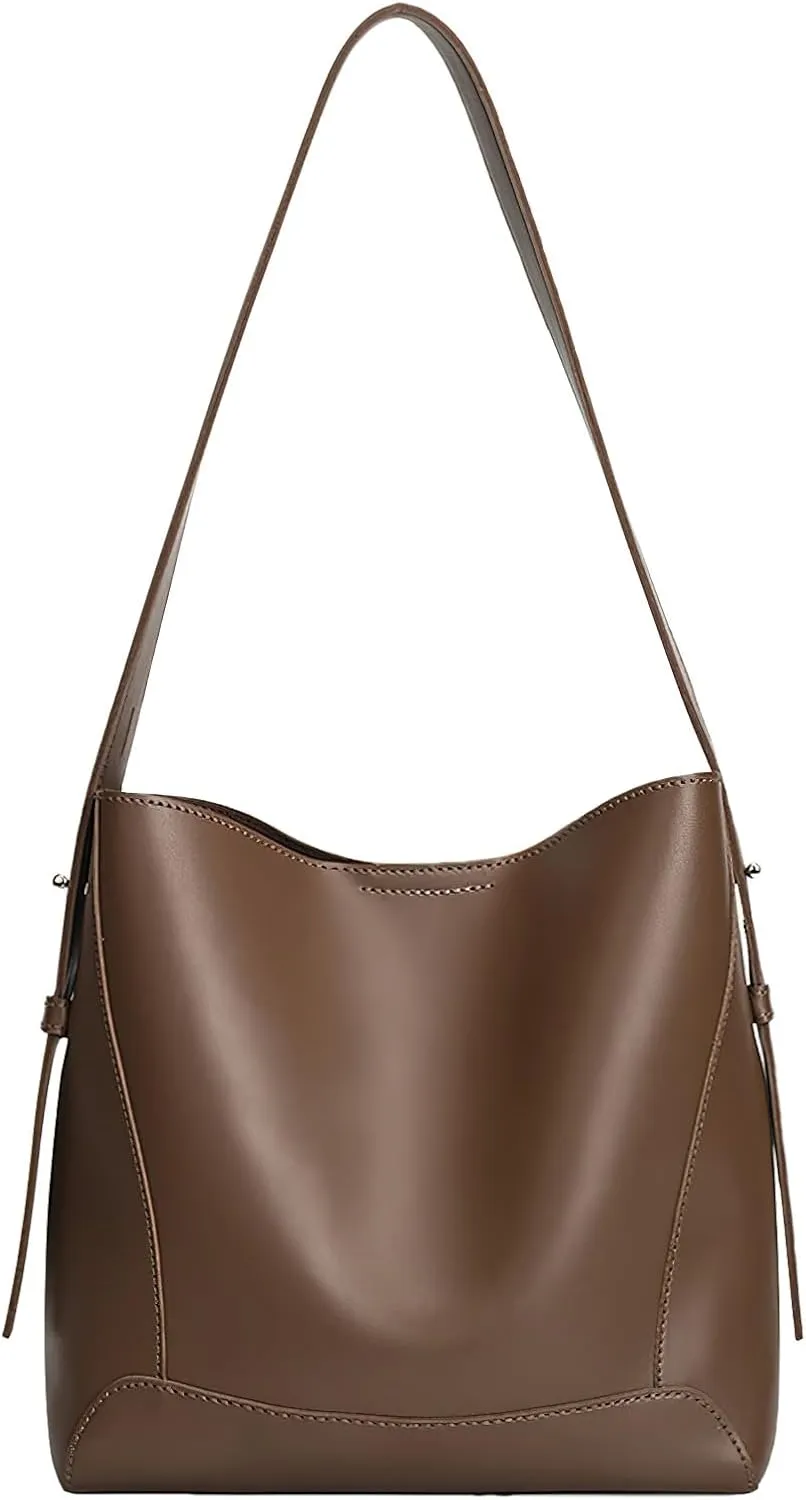 Women's Bucket Bag Purse Small Hobo Shoulder Bag Vegan PU Leather Tote Bag
