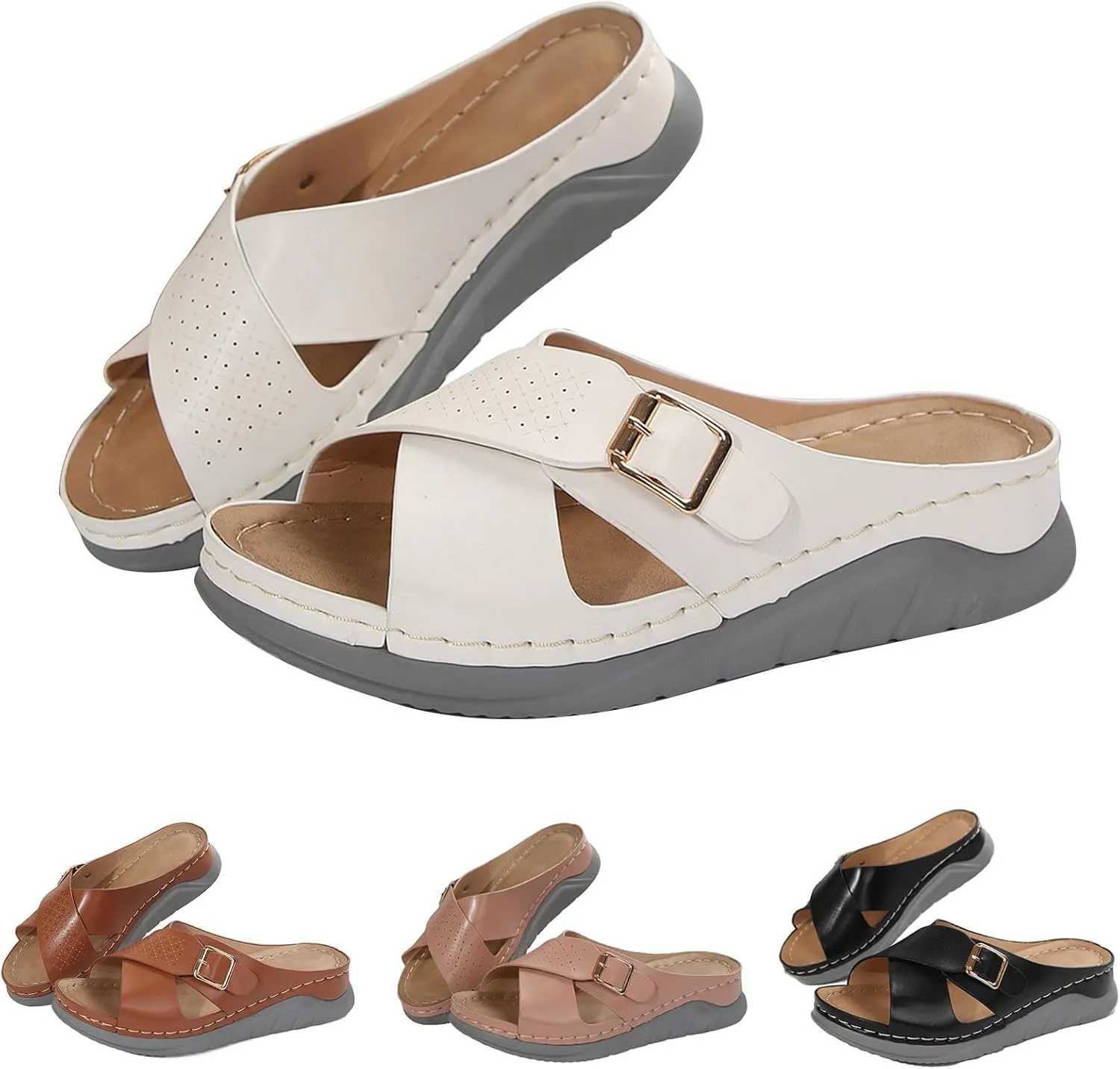 Women's Casual Summer Hollow Out Platform Wedge Sandals Slip On Orthopedic Sandals Walking Shoes