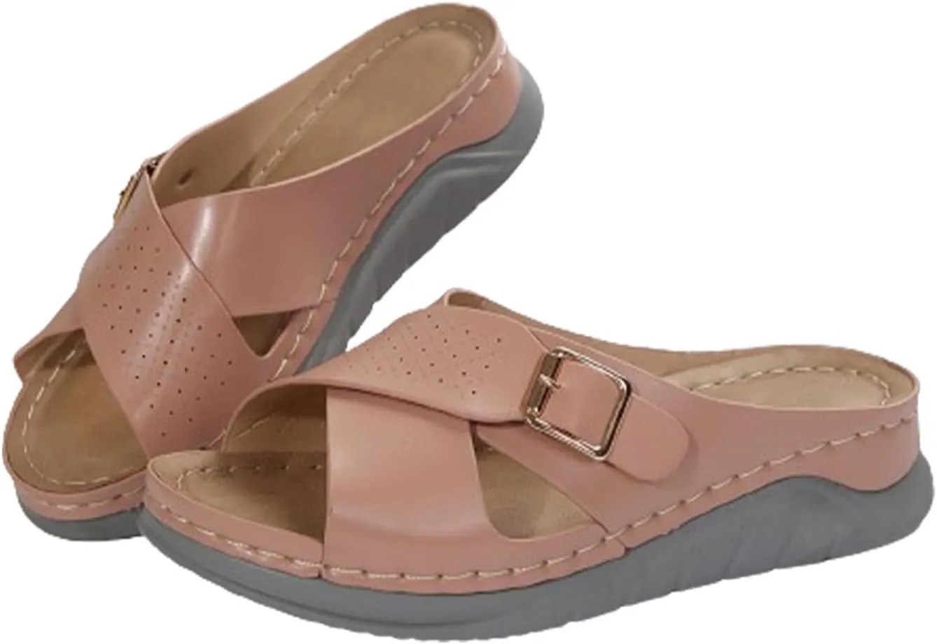Women's Casual Summer Hollow Out Platform Wedge Sandals Slip On Orthopedic Sandals Walking Shoes