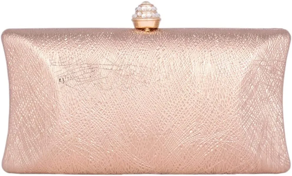 Womens Clutch Wedding Party Handbag Evening Bag With Rhinestone Snap Closure
