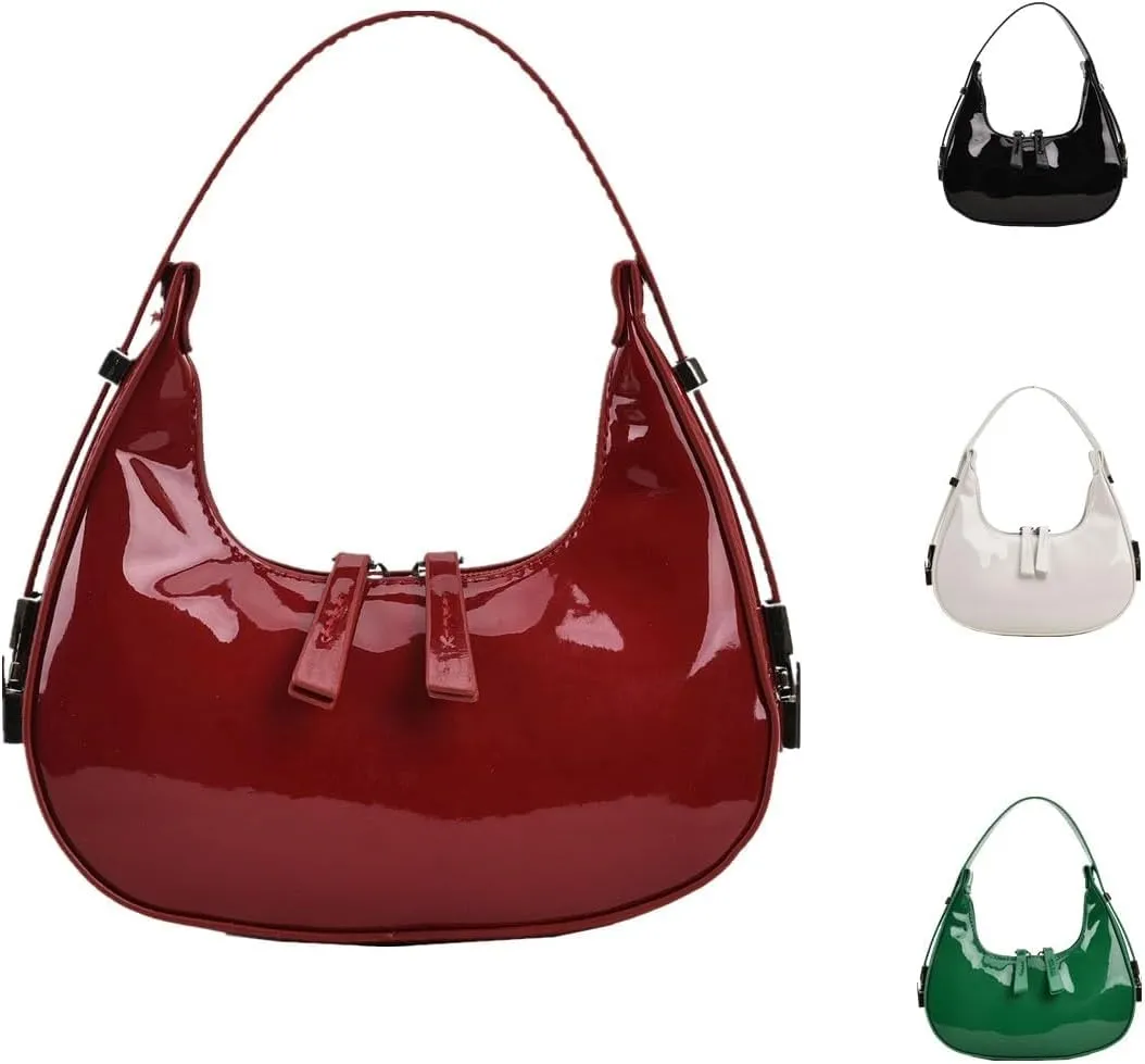 Women's Crescent Bag Mini Half Moon Shoulder Bag Small PU Leather Purse Retro Clutch Bag Y2k Hobo Handbag