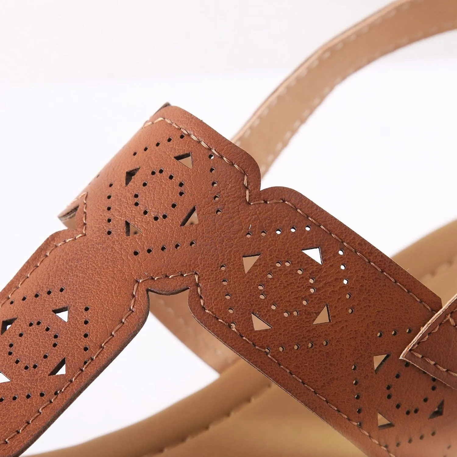 Women's Orthopedic Sandals Women Summer Buckle Strap Solid Hollow Out Casual Open Toe Wedges Comfortable Beach Shoes (Brown, 8)