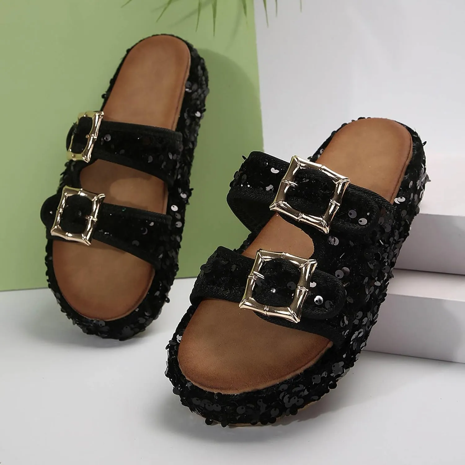 Women's Sandals Comfortable Dressy Cool Slippers Female Soft Women's Casual Sequined Orthopedic Sandals For Women
