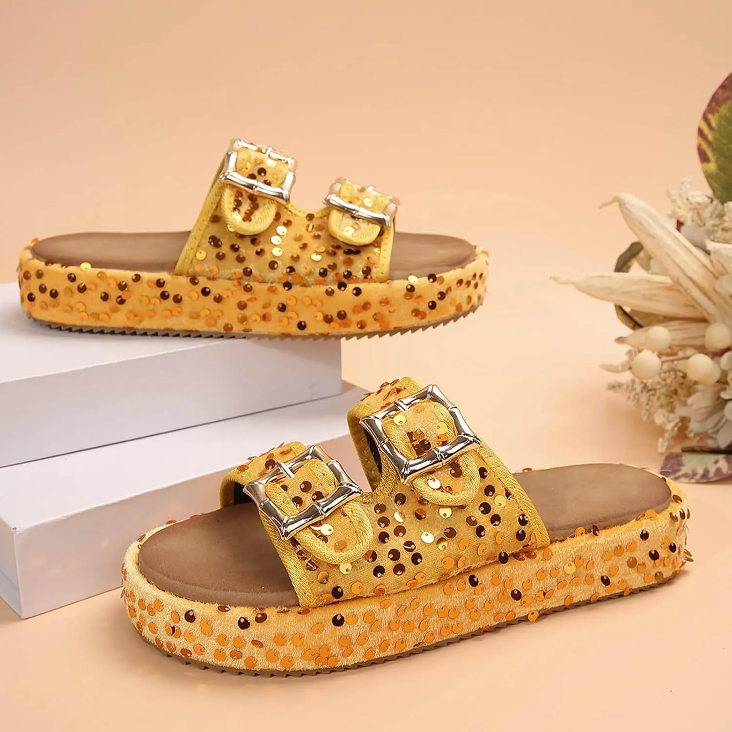 Women's Sandals Comfortable Dressy Cool Slippers Female Soft Women's Casual Sequined Orthopedic Sandals For Women