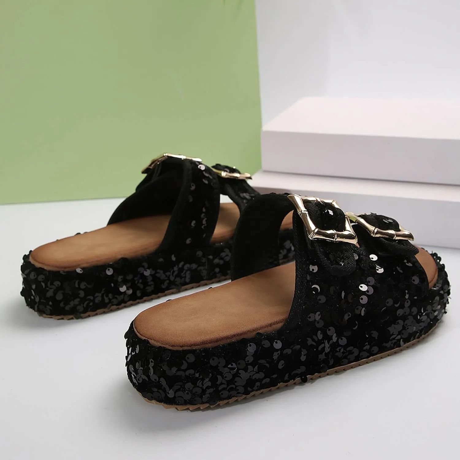 Women's Sandals Comfortable Dressy Cool Slippers Female Soft Women's Casual Sequined Orthopedic Sandals For Women