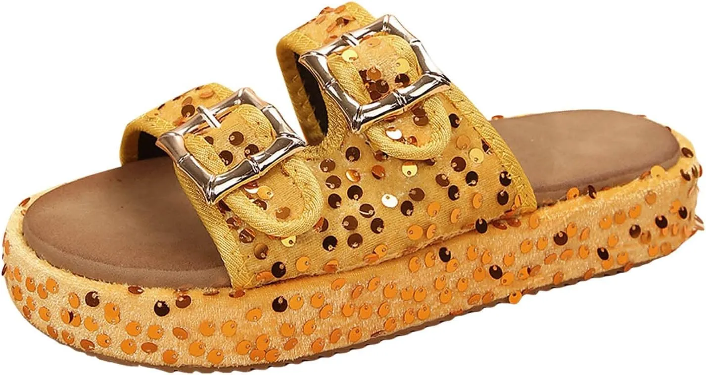 Women's Sandals Comfortable Dressy Cool Slippers Female Soft Women's Casual Sequined Orthopedic Sandals For Women