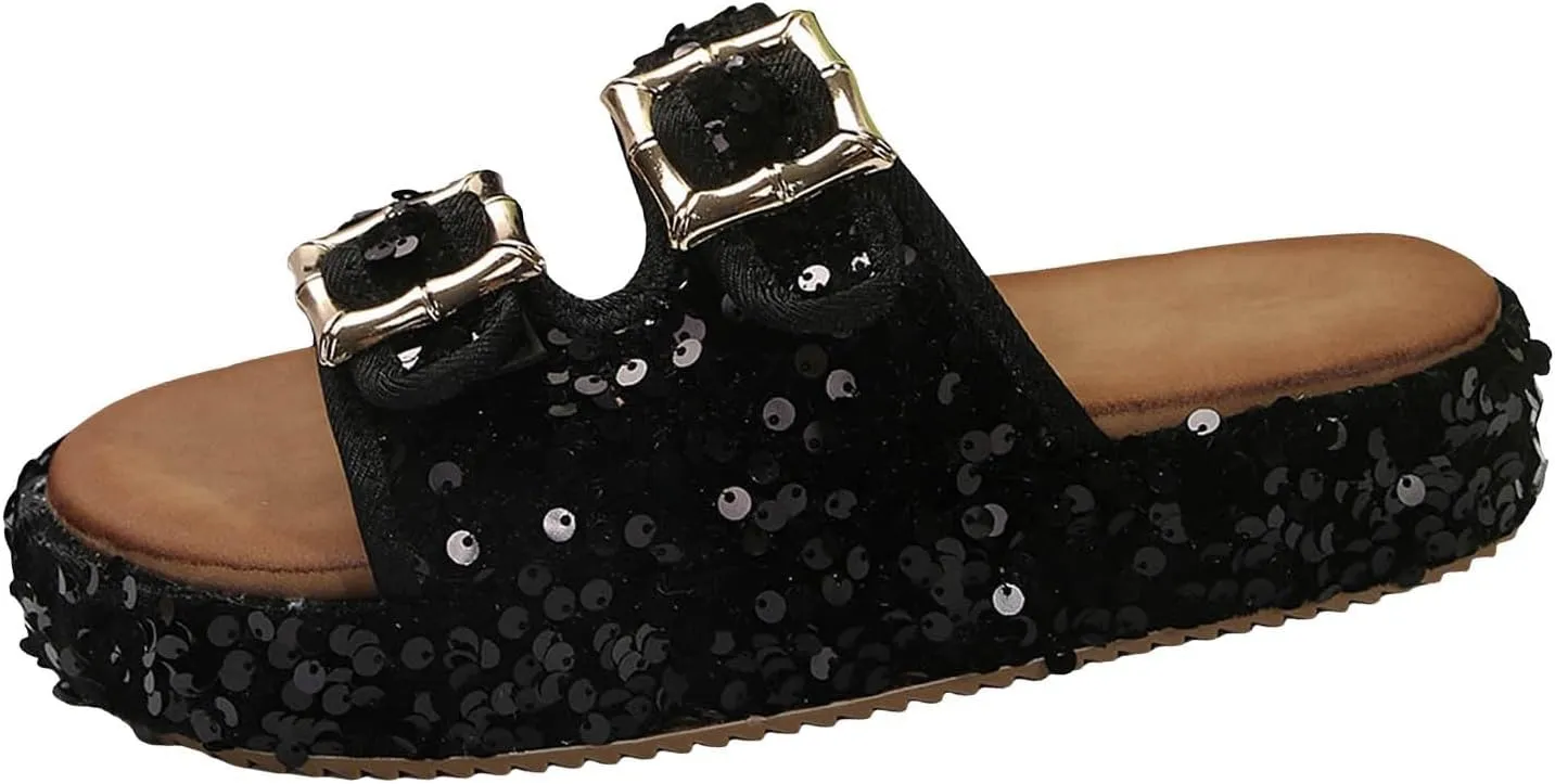 Women's Sandals Comfortable Dressy Cool Slippers Female Soft Women's Casual Sequined Orthopedic Sandals For Women