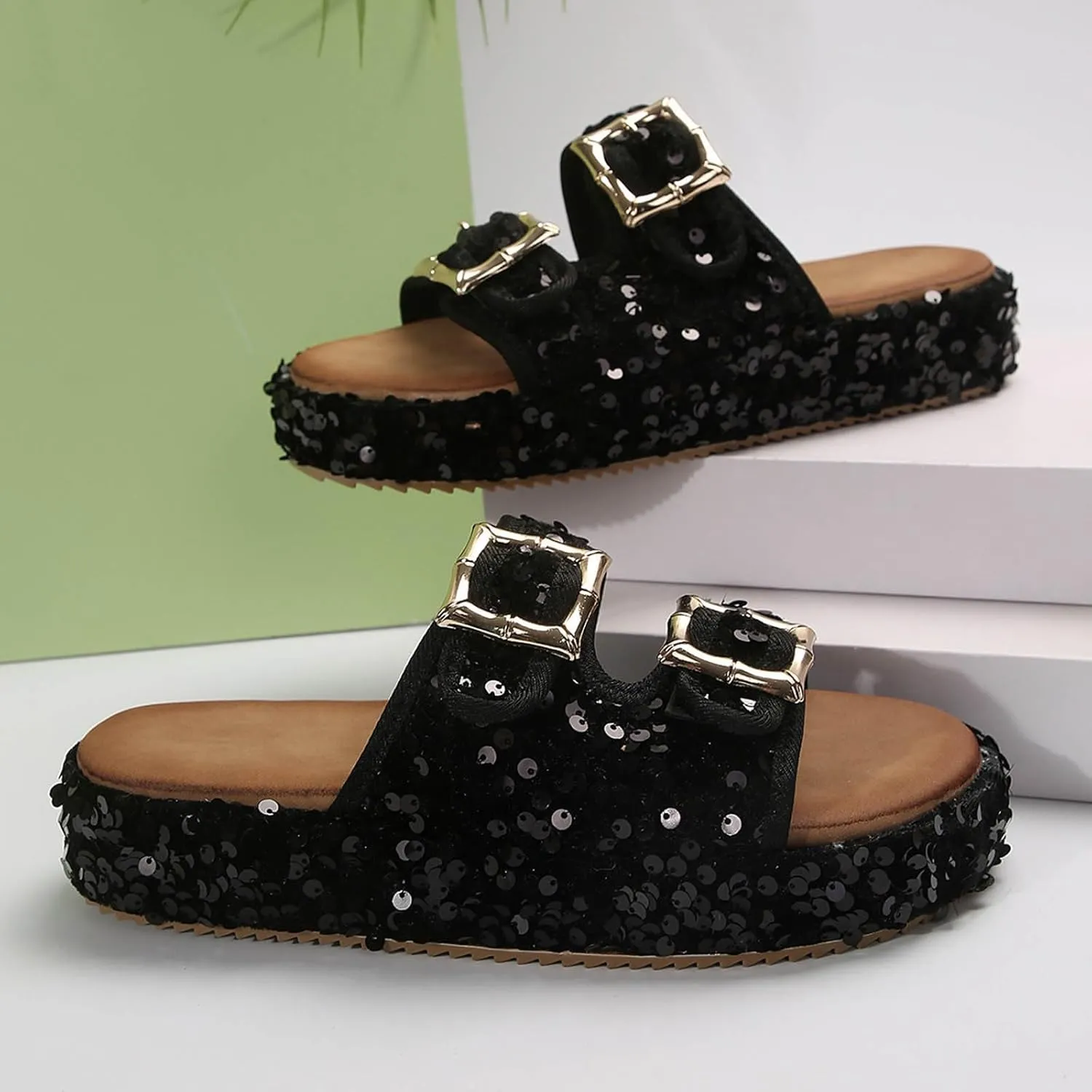 Women's Sandals Comfortable Dressy Cool Slippers Female Soft Women's Casual Sequined Orthopedic Sandals For Women