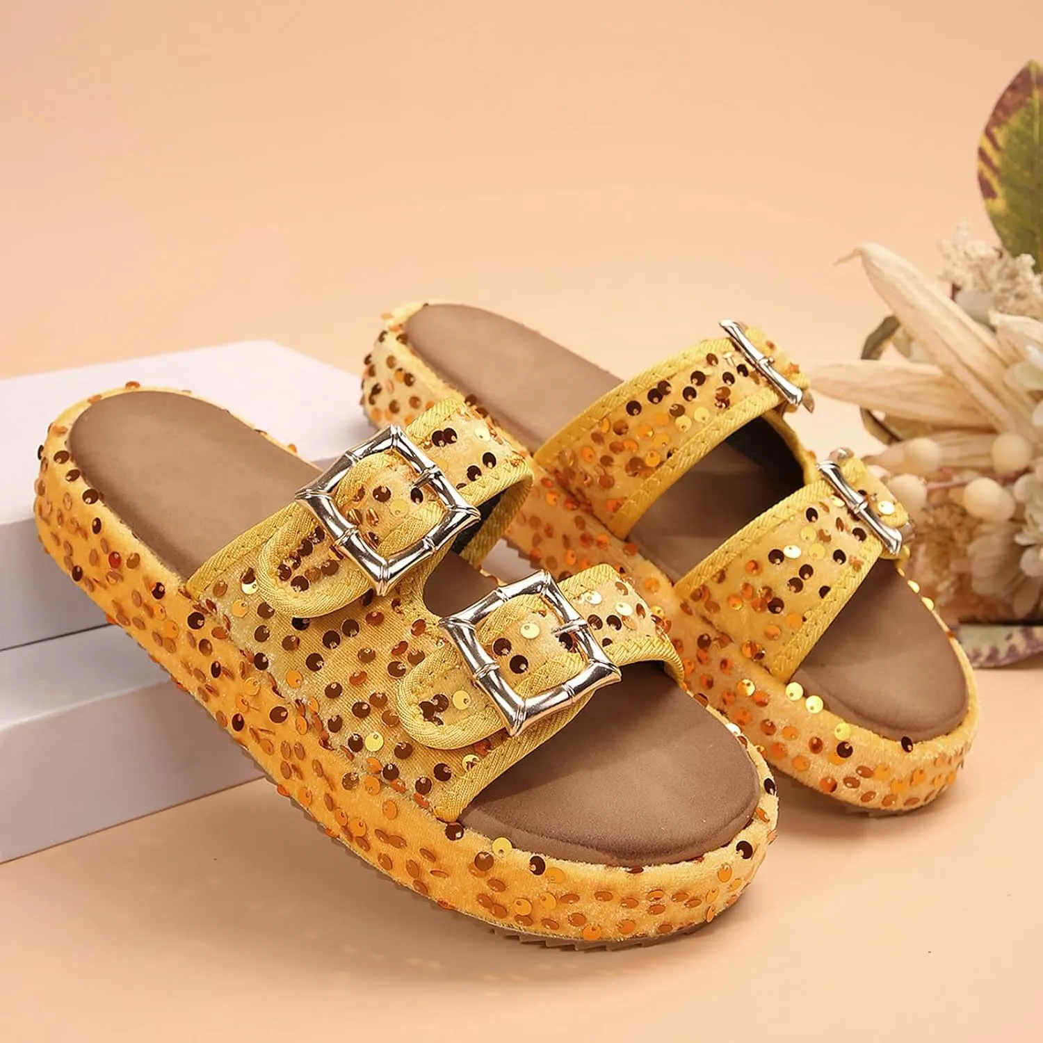 Women's Sandals Comfortable Dressy Cool Slippers Female Soft Women's Casual Sequined Orthopedic Sandals For Women