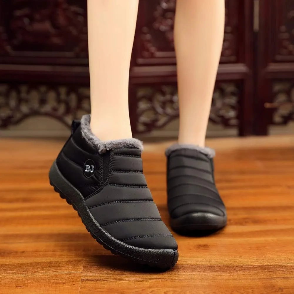 Womens Snow Boots Waterproof Insulated Hiking Womens Waterproof Snow Boots Slip on Furry Winter Boots Woman Winter Leather Knee High Winter Boots Botas Impermeables Para Mujeres