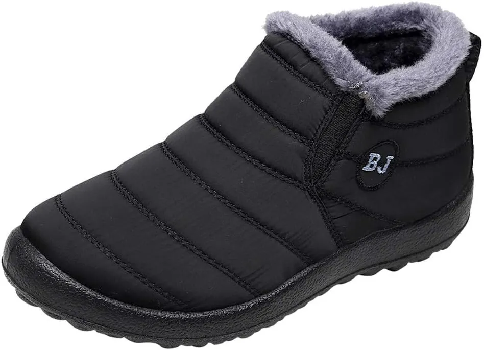 Womens Snow Boots Waterproof Insulated Hiking Womens Waterproof Snow Boots Slip on Furry Winter Boots Woman Winter Leather Knee High Winter Boots Botas Impermeables Para Mujeres