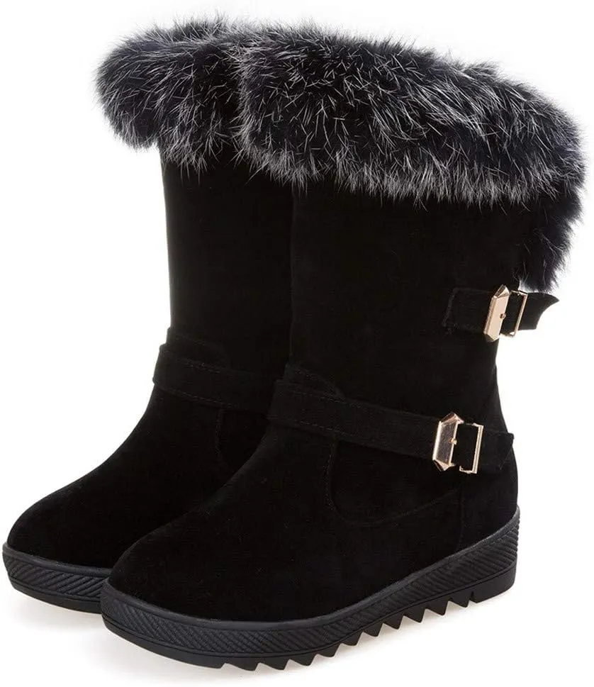 Women's Snow Boots,WUAI Winter Shoes Warm Fur Lining Waterproof Mid Calf Lightweight Snow Booties
