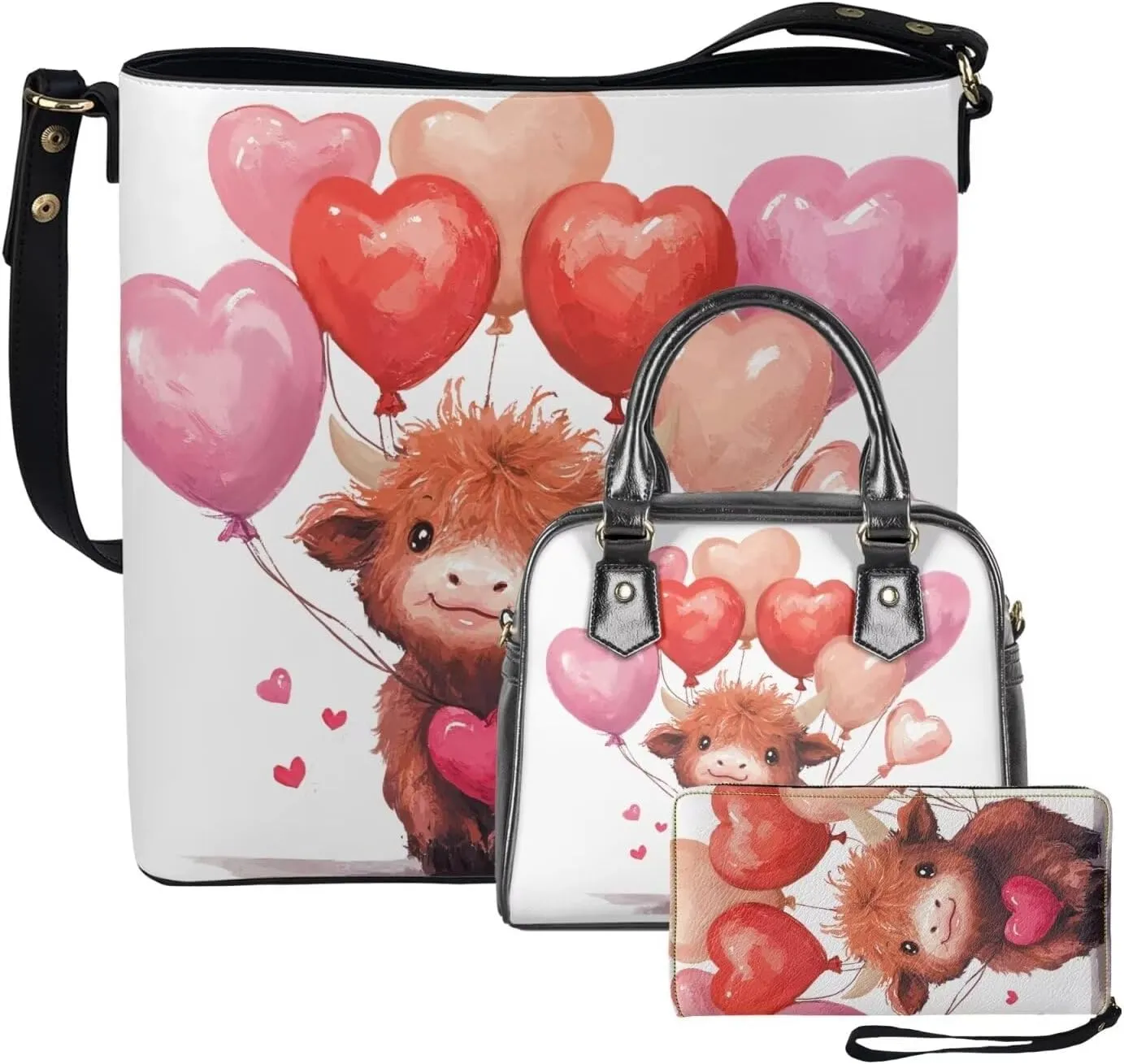 Women's Tote Bag Cross Body Purse and Matching Wallet 3 Piece Handbags Set PU Leather Hobo Bags for Women