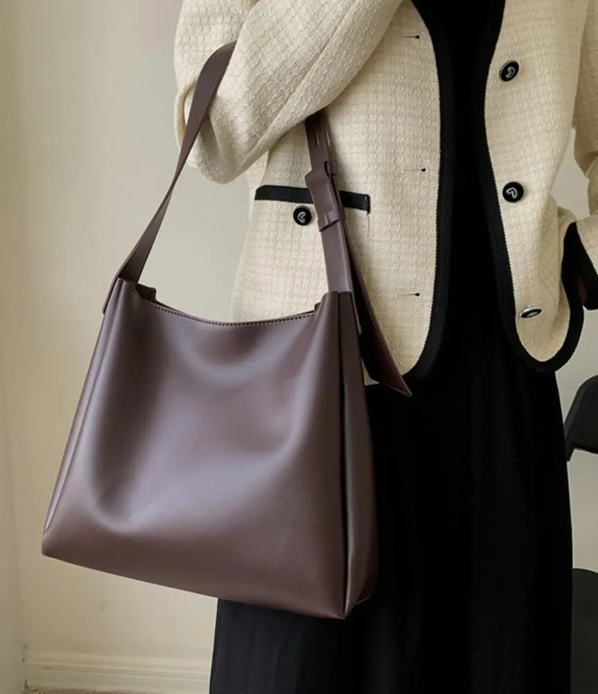 Womens Trendy PU Leather Tote Bags Large Bucket Shoulder Purse Soft Handbag Casual Working Top Handle Satchel 2pcs