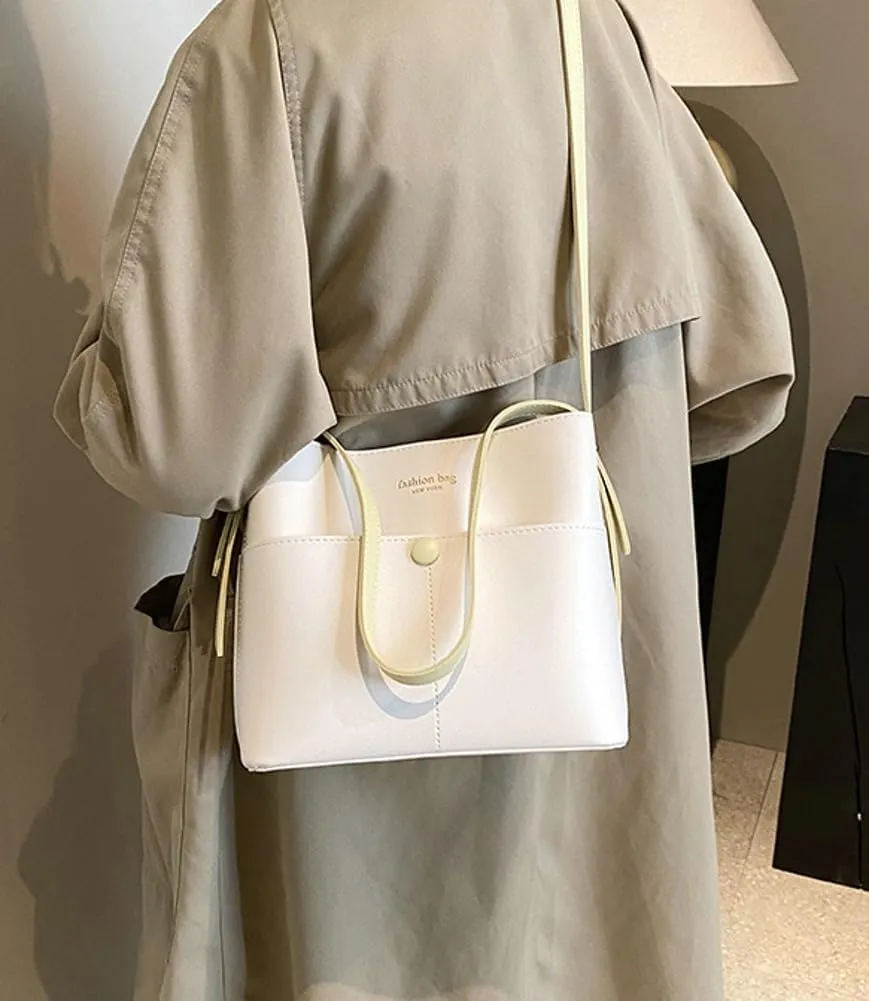 Womens Vegan Leather Shoulder Crossbody Bag Fashion Handbags Large Bucket Tote Bag Top Handle Purse