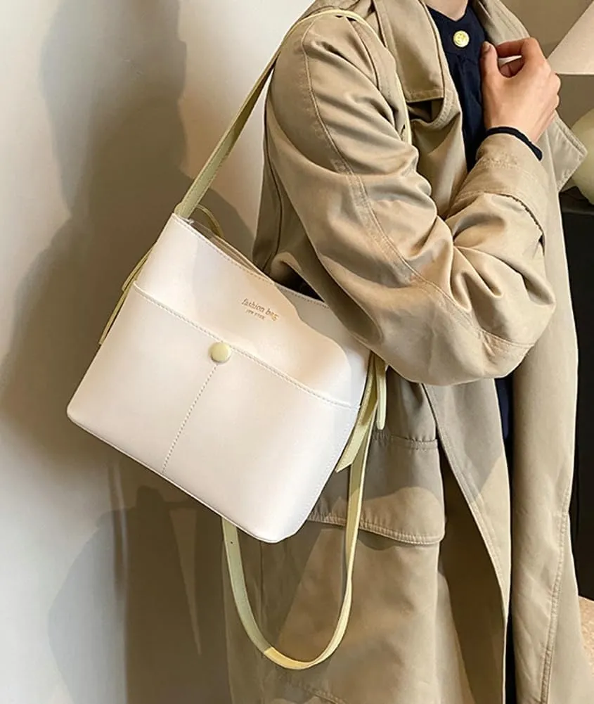 Womens Vegan Leather Shoulder Crossbody Bag Fashion Handbags Large Bucket Tote Bag Top Handle Purse