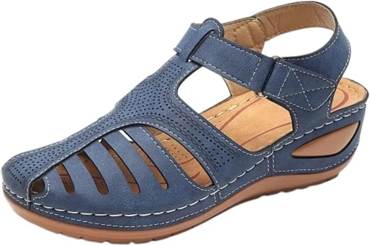 Women's Wedge Sandals Summer Closed Toe Sandals for Women Platform Dressy Wedge Sandal Fisherman Comfortable Hollow Out Sandal Orthopedic Arch Support Non-Slip Adjustable Strap Retro Shoes