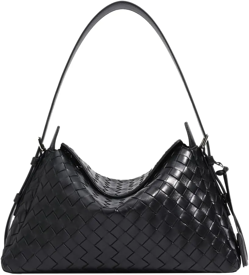 Woven Leather Clutch Purse for Women Slouchy Hobo Shoulder Bag Vintage Top-handle Tote Purse Ladies Crossbody Handbag 2025